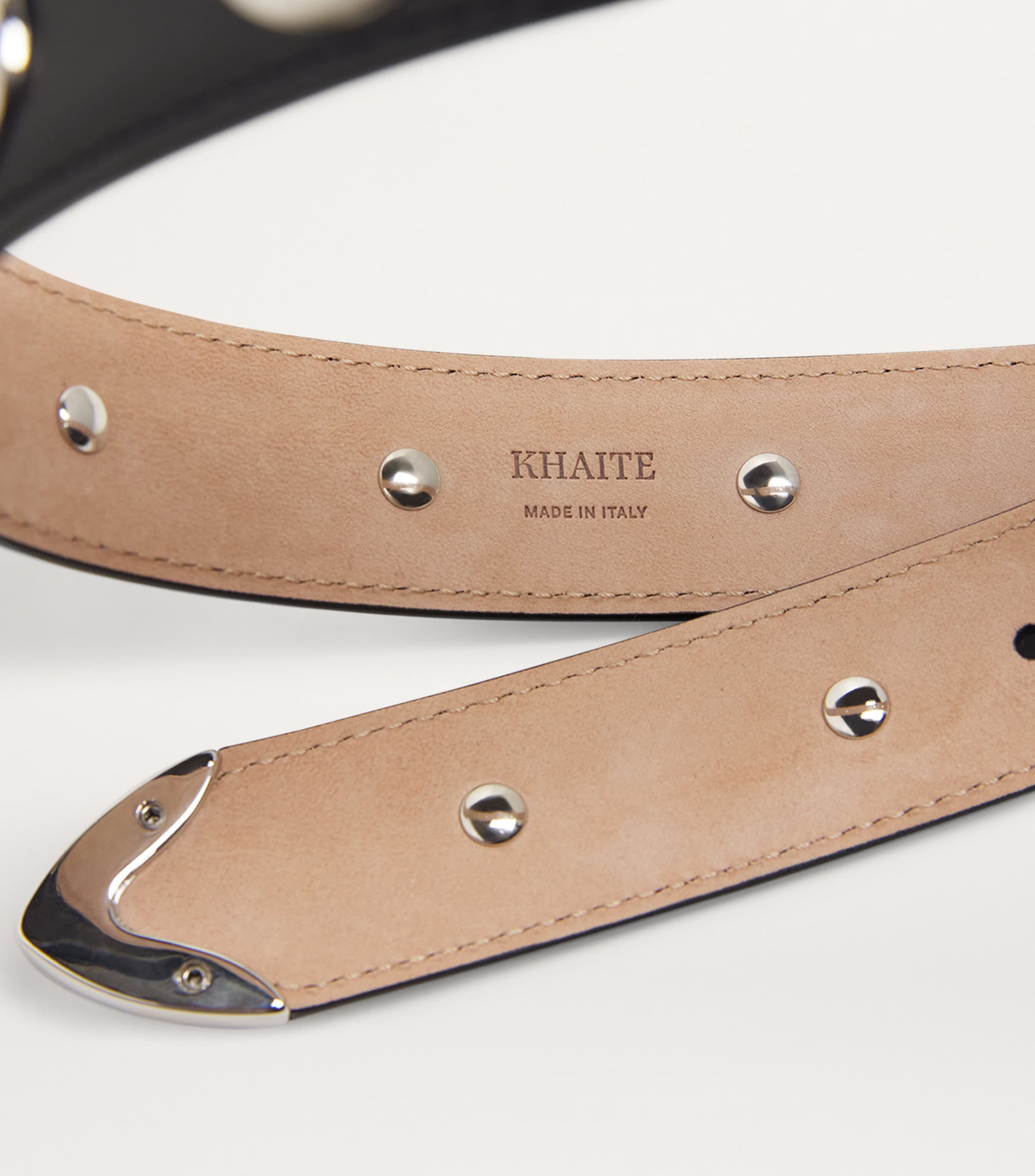 【関税込み】KHAITE ベージュ Benny スタッズベルト KHAITE: トープ Benny スタッズ ベルト | SSENSE 日本
