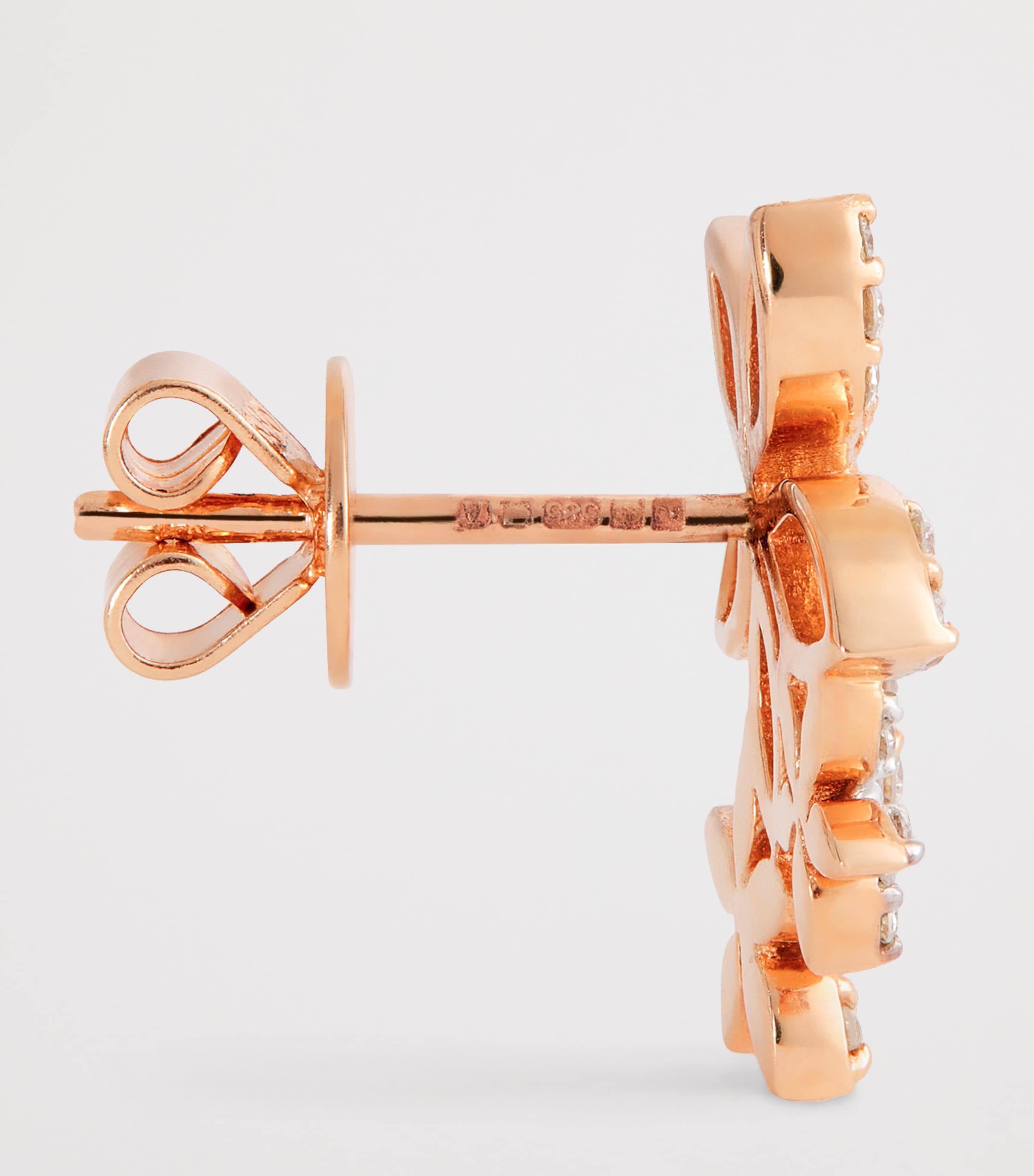 Rose Gold and Diamond Apple Seed Stud Earrings ROSE GOLD Image 4