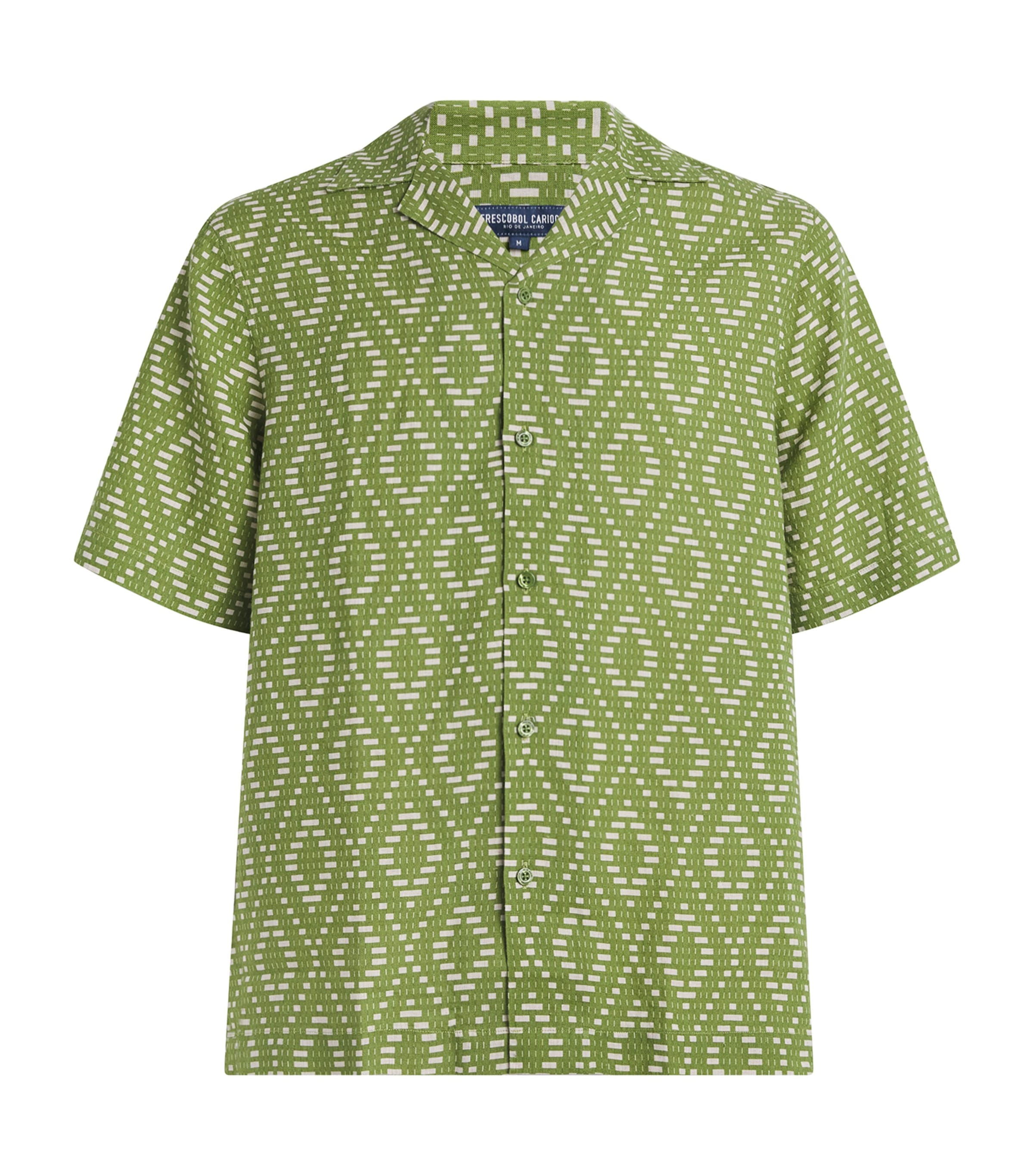 Frescobol Carioca Linen Raffia Roberto Shirt In Green