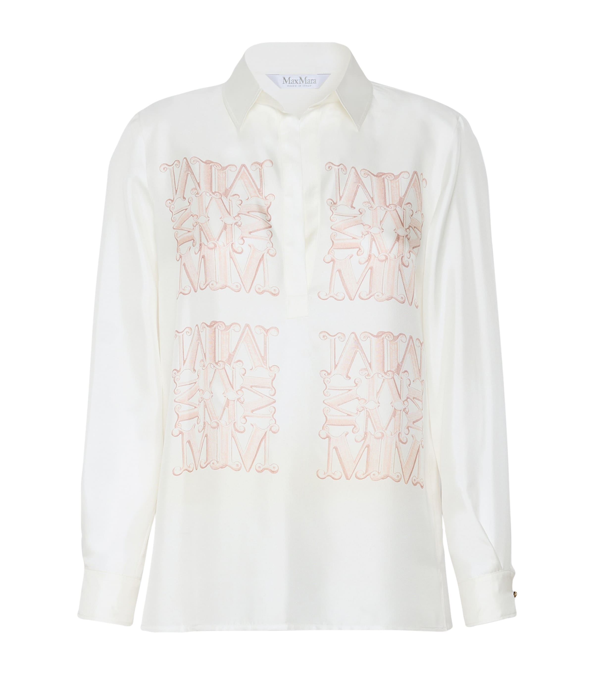 Max Mara Womens Silk Monogram Shirt Powder Image 1