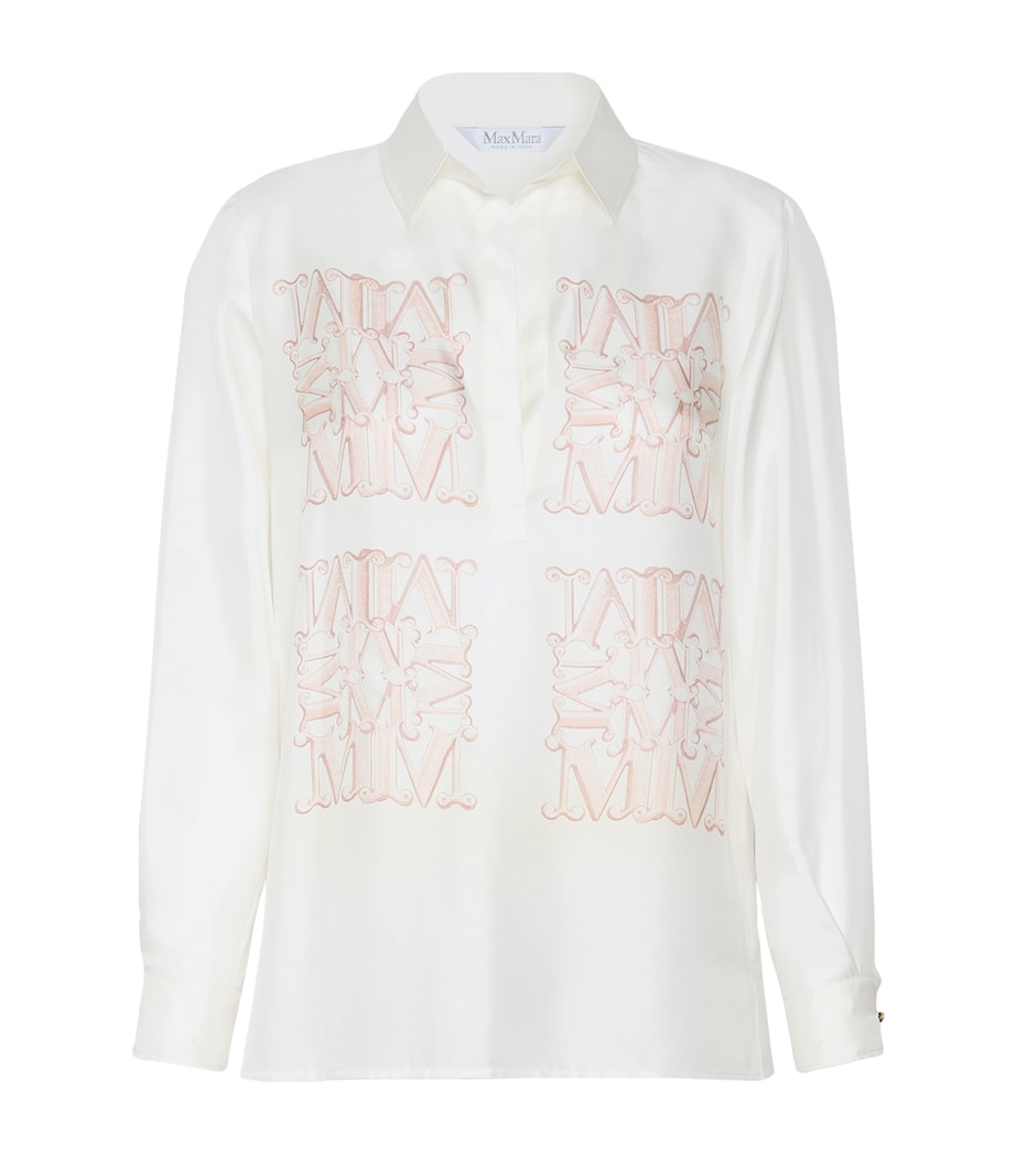 Max Mara Womens Silk Monogram Shirt Powder Image 1