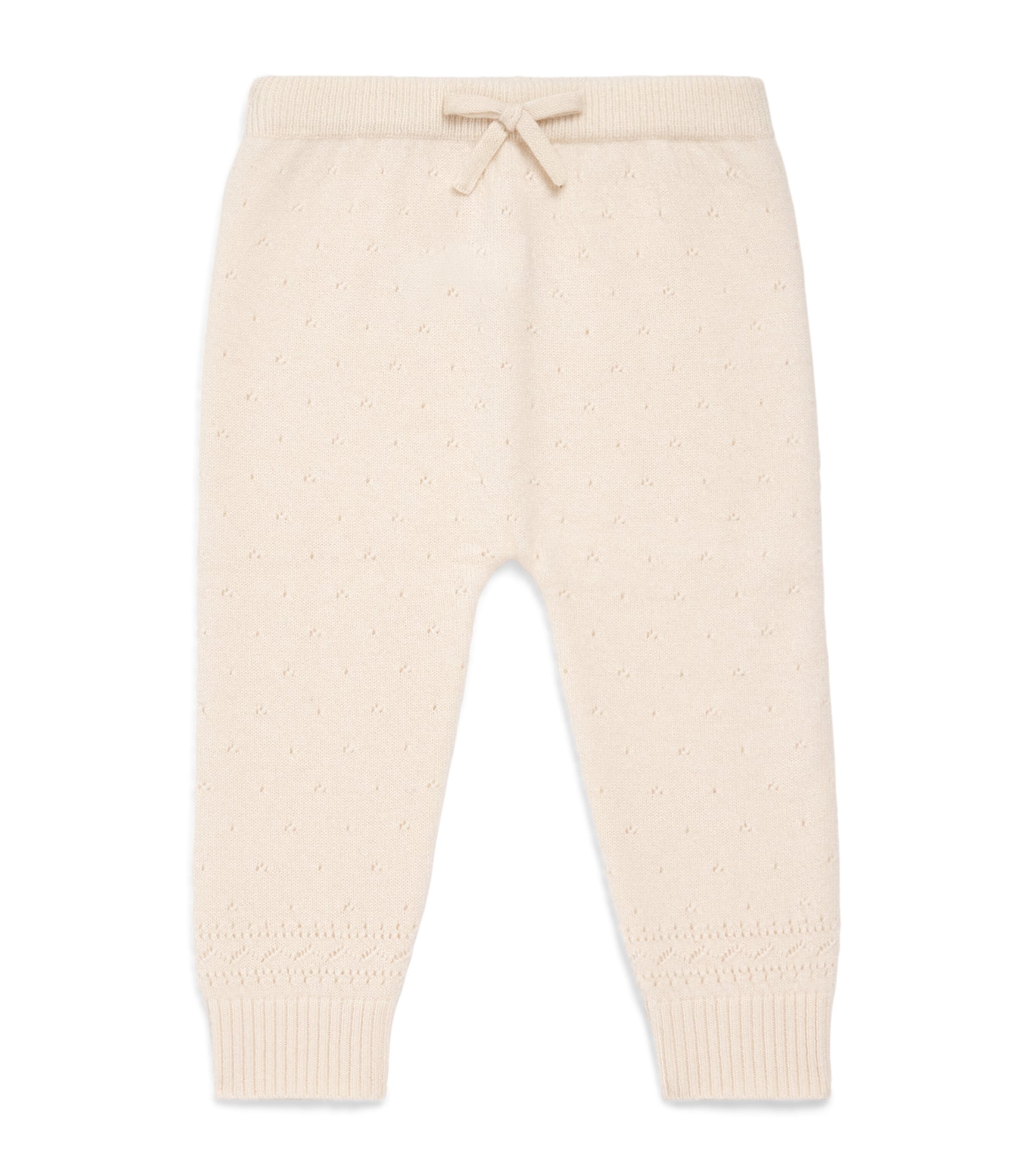 Harrods Cashmere Pointelle Trousers In Neutral