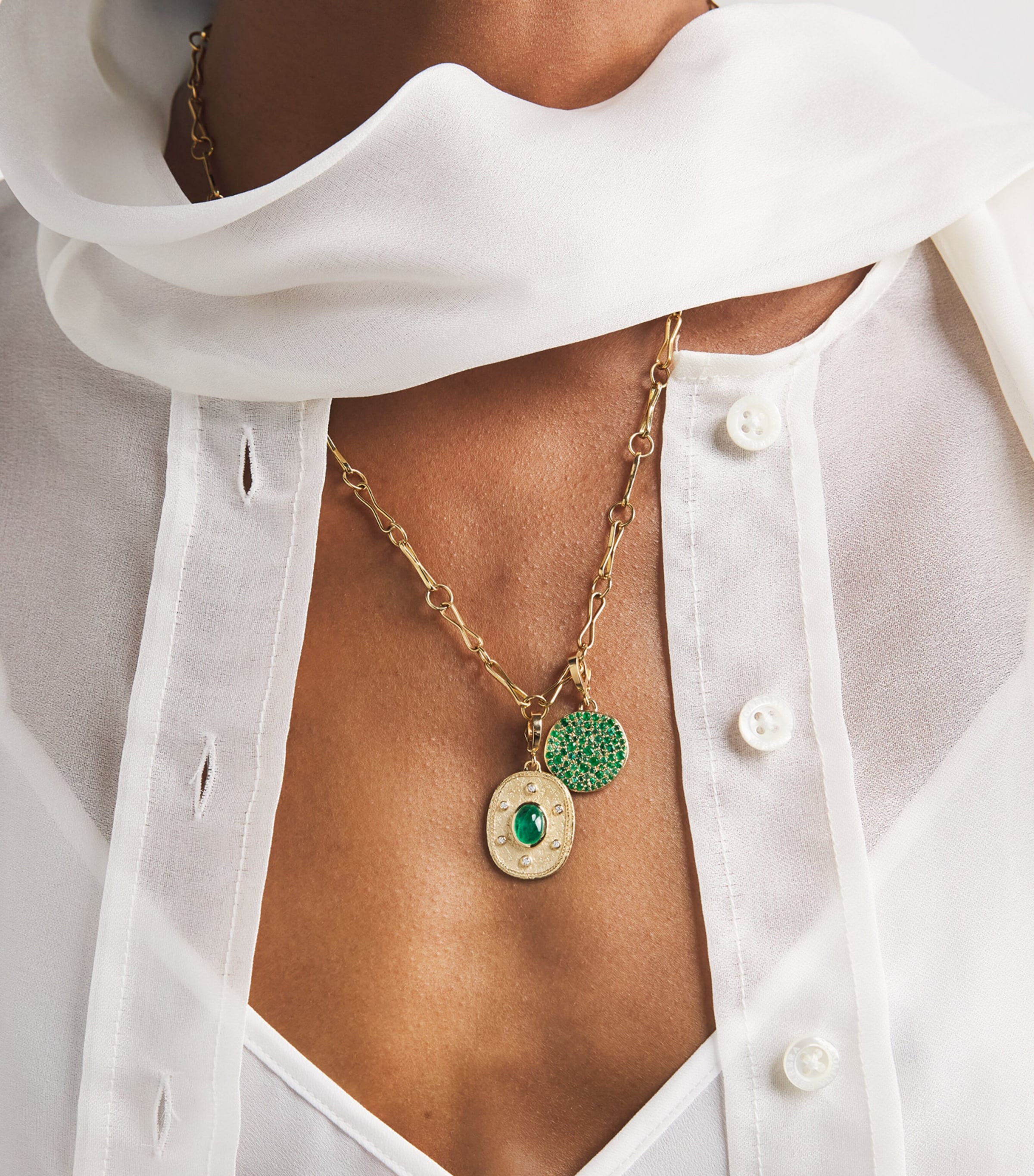 Azlee Yellow Gold, Diamond and Emerald Regina Coin Charm | Harrods US