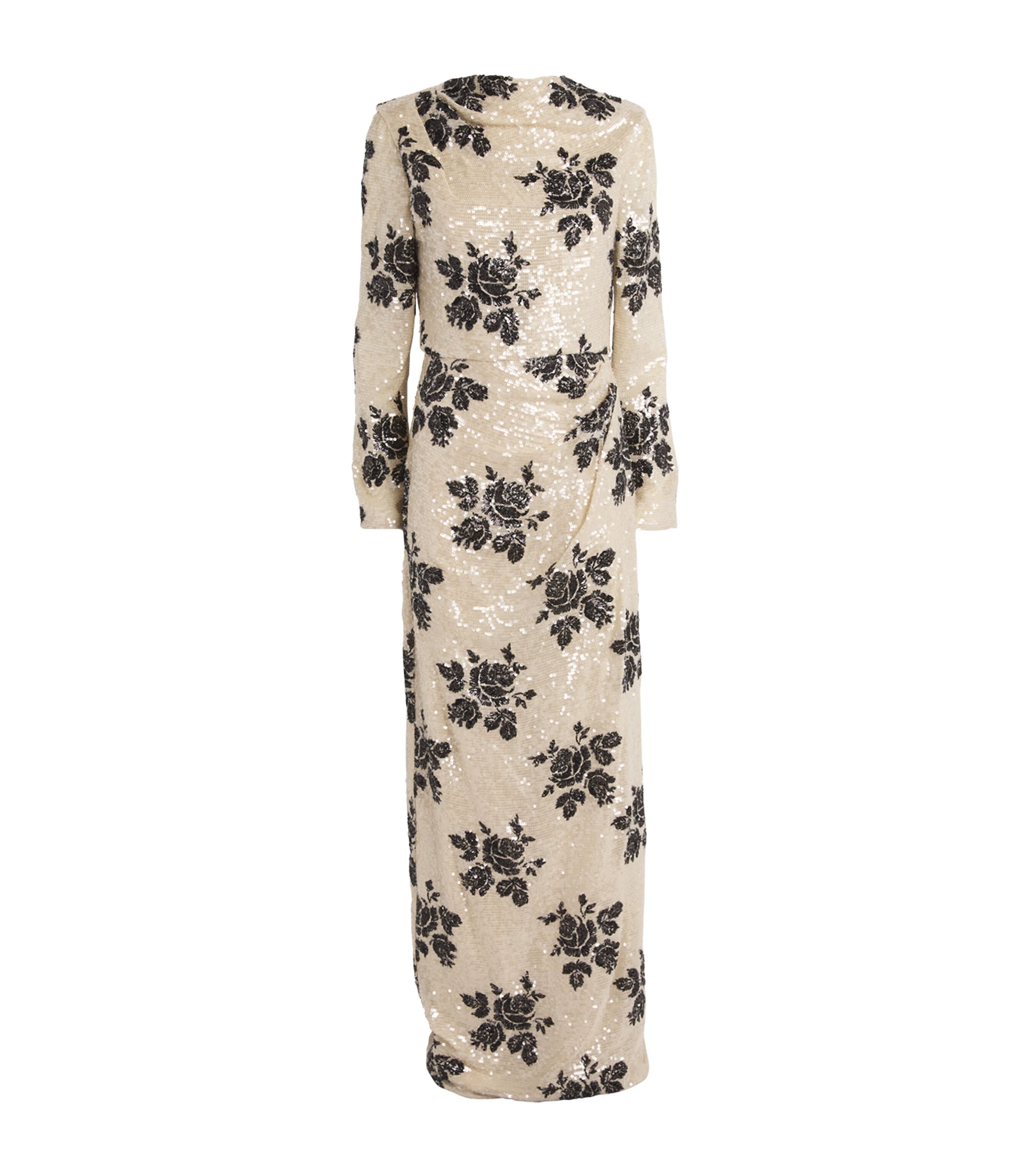 Shop Erdem Draped Floral Gown