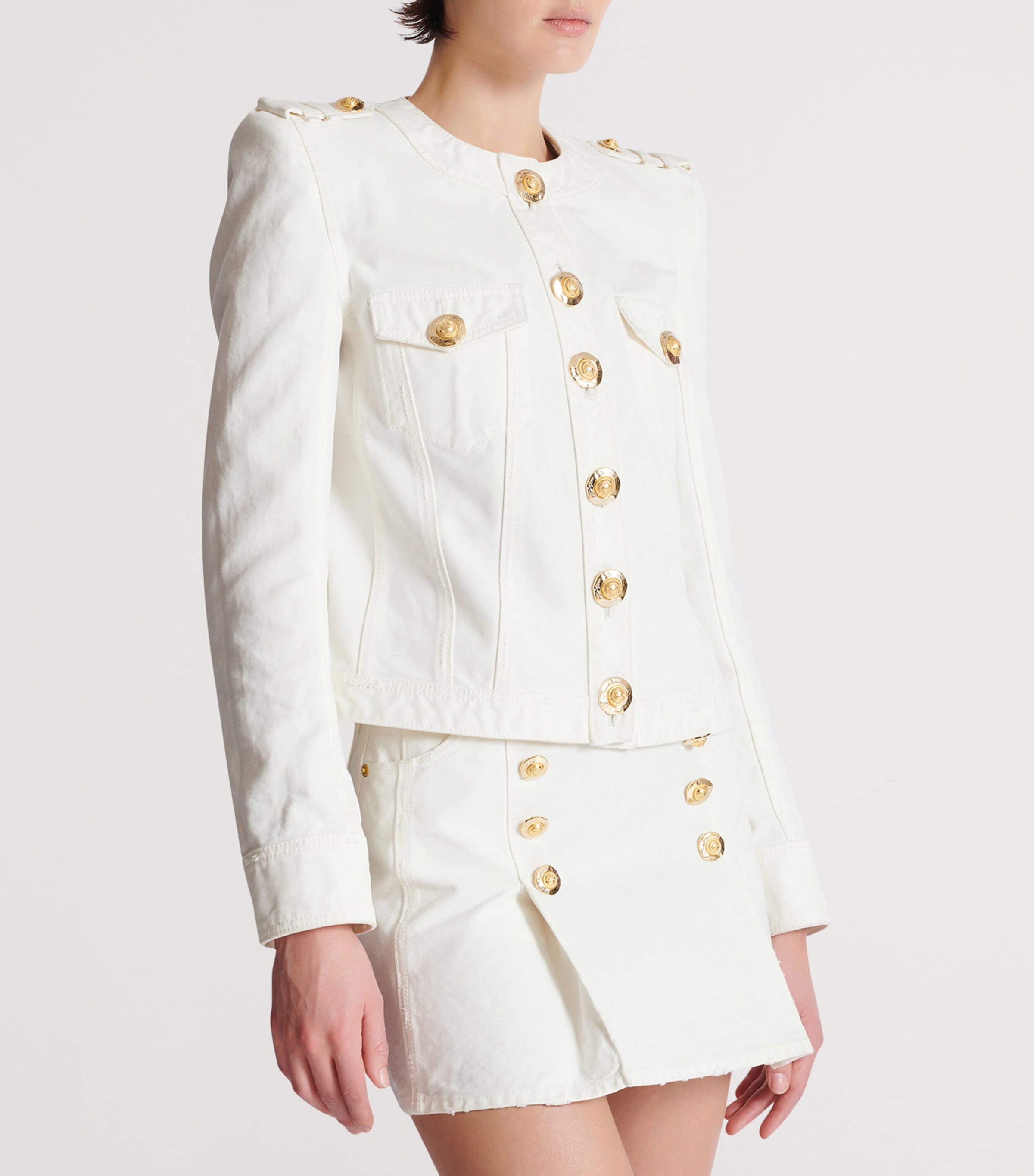 Cotton Cropped Jacket 0FC BLANC CASS?? Image 6