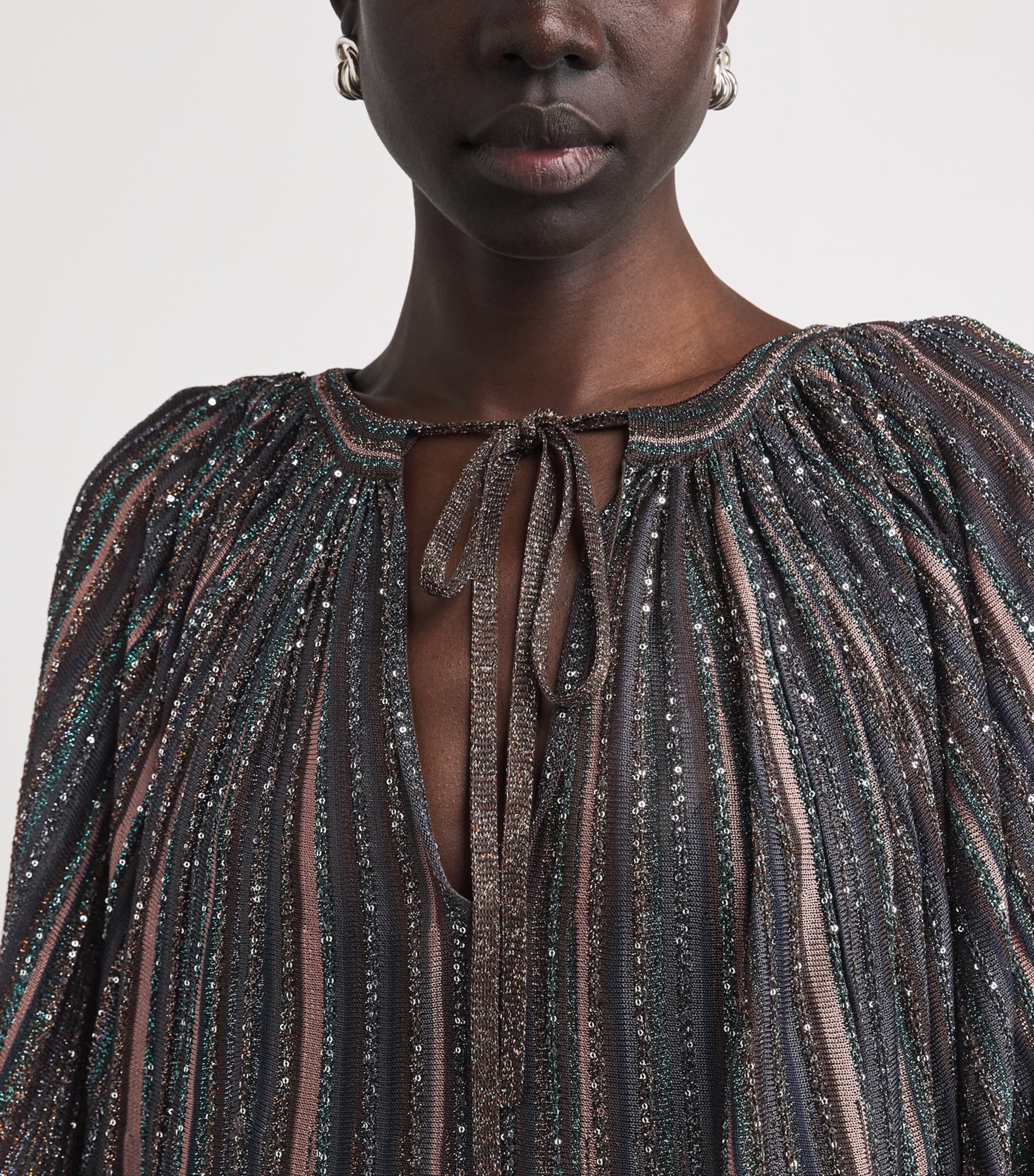 Missoni Womens Sequin-Embellished Stripe Maxi Dress Drk Brown Tone Image 3