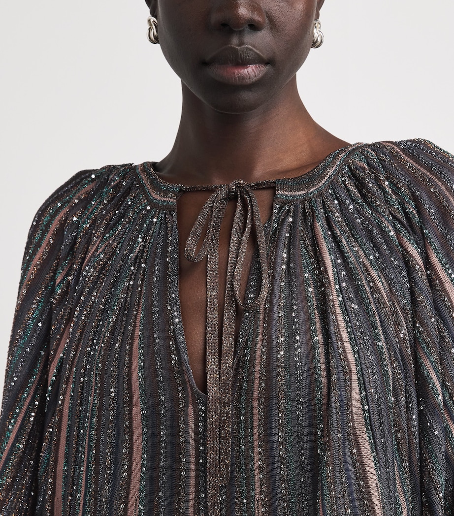 Missoni Womens Sequin-Embellished Stripe Maxi Dress Drk Brown Tone Image 3