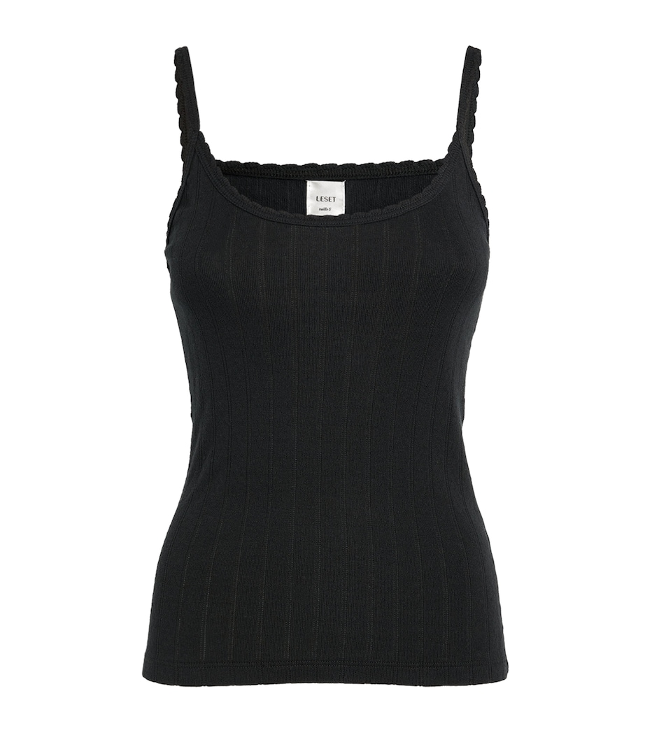 Classic Pointelle Tank Top BLACK Image 1