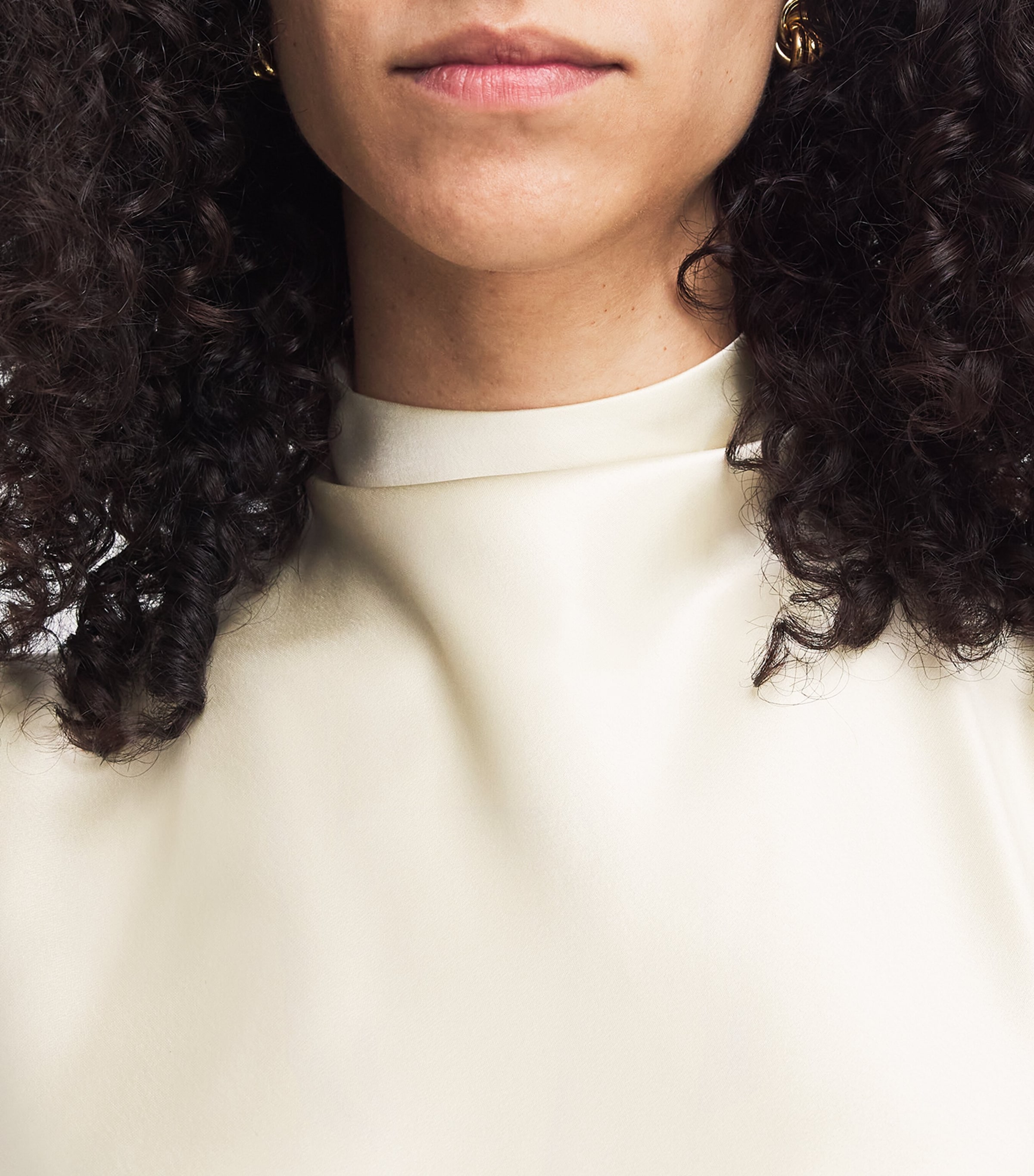 Satin Colson Top ECRU Image 6