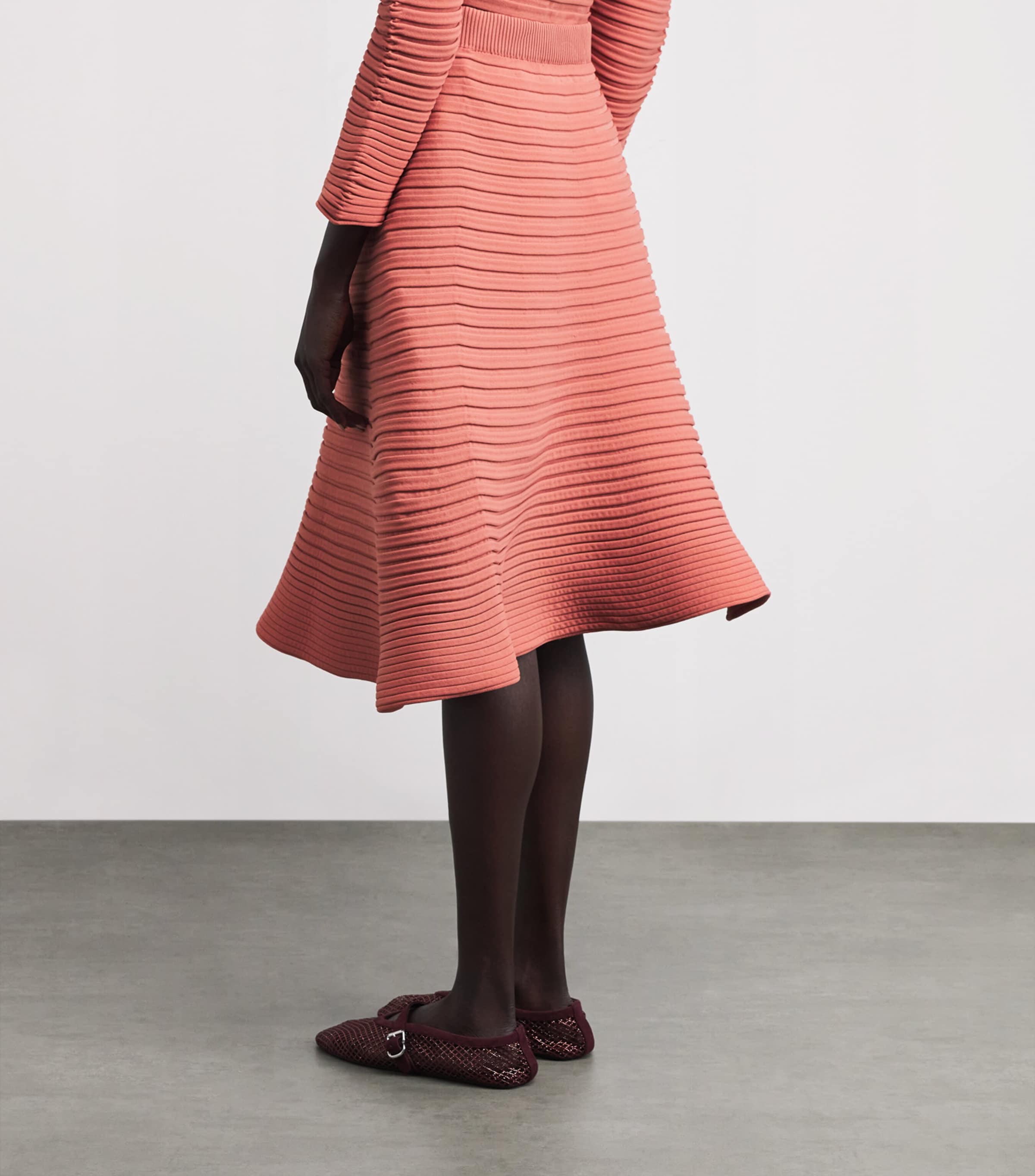 Bounce Knit Midi Skirt CORAL PINK Image 4