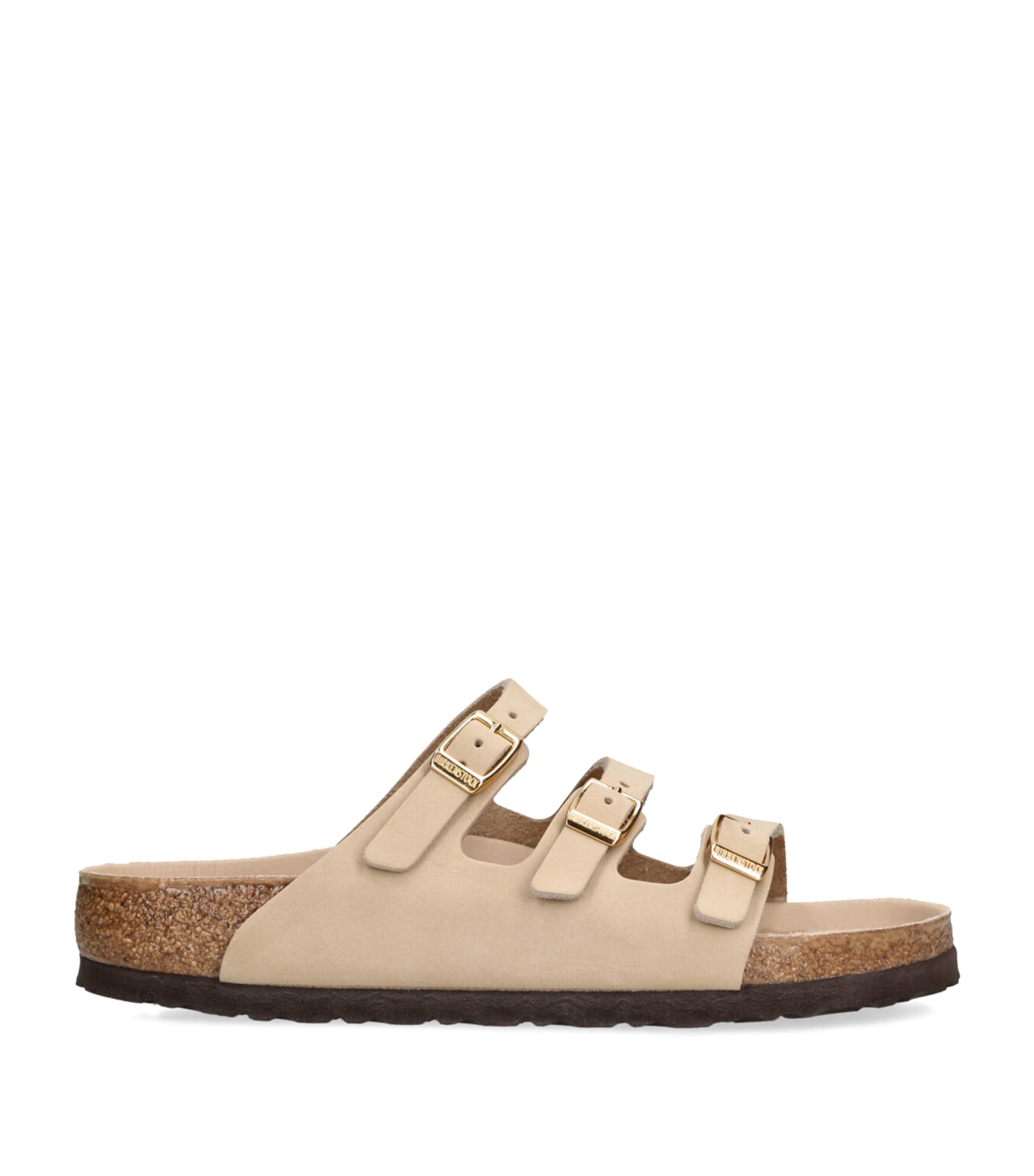 Birkenstock Beige Leather Florida Slippers In Beige