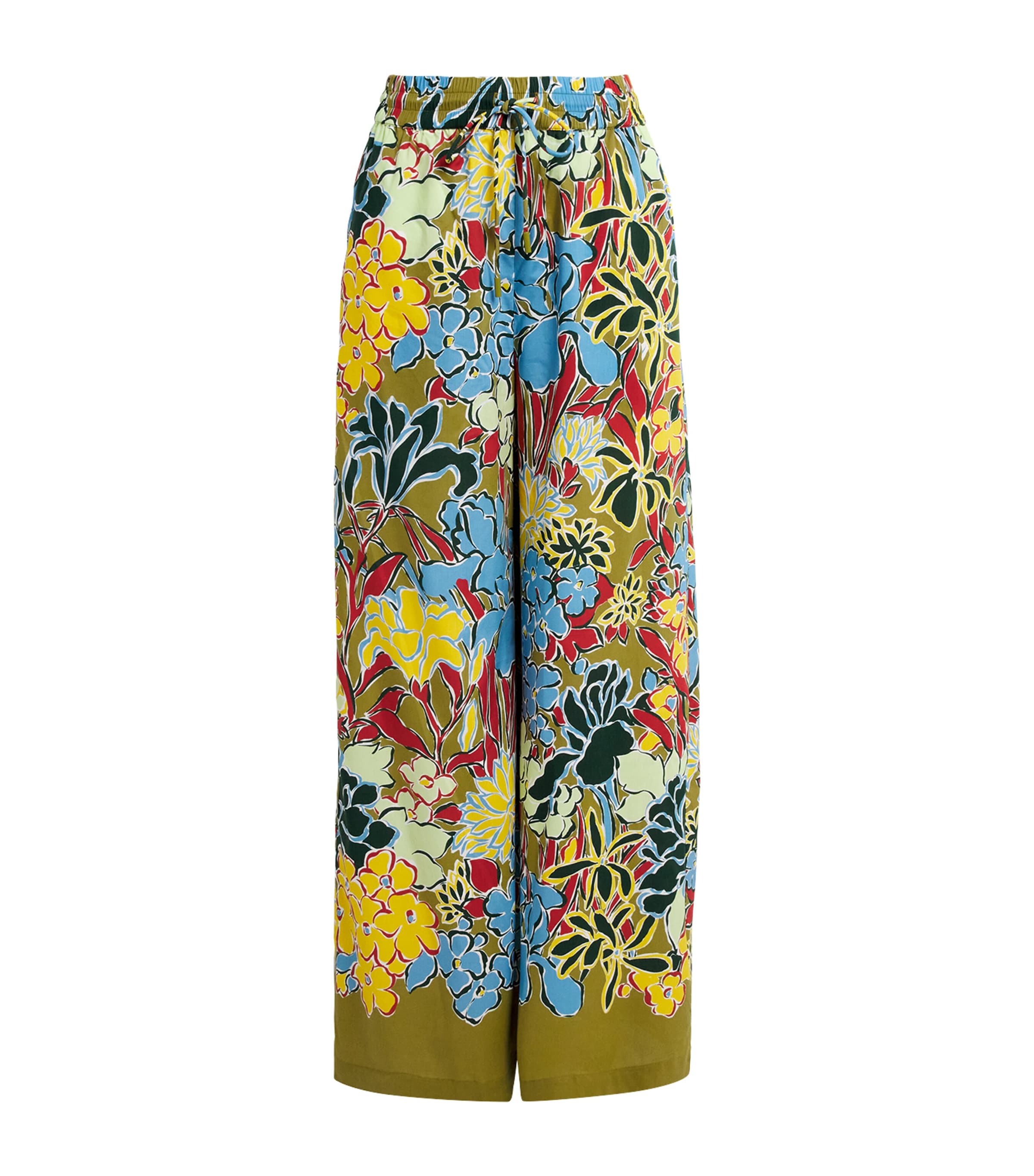 Alemais Floral Solstice Wide-leg Trousers In Brown
