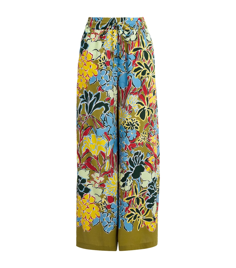 ALEMAIS Womens Floral Solstice Wide-Leg Trousers Image 1