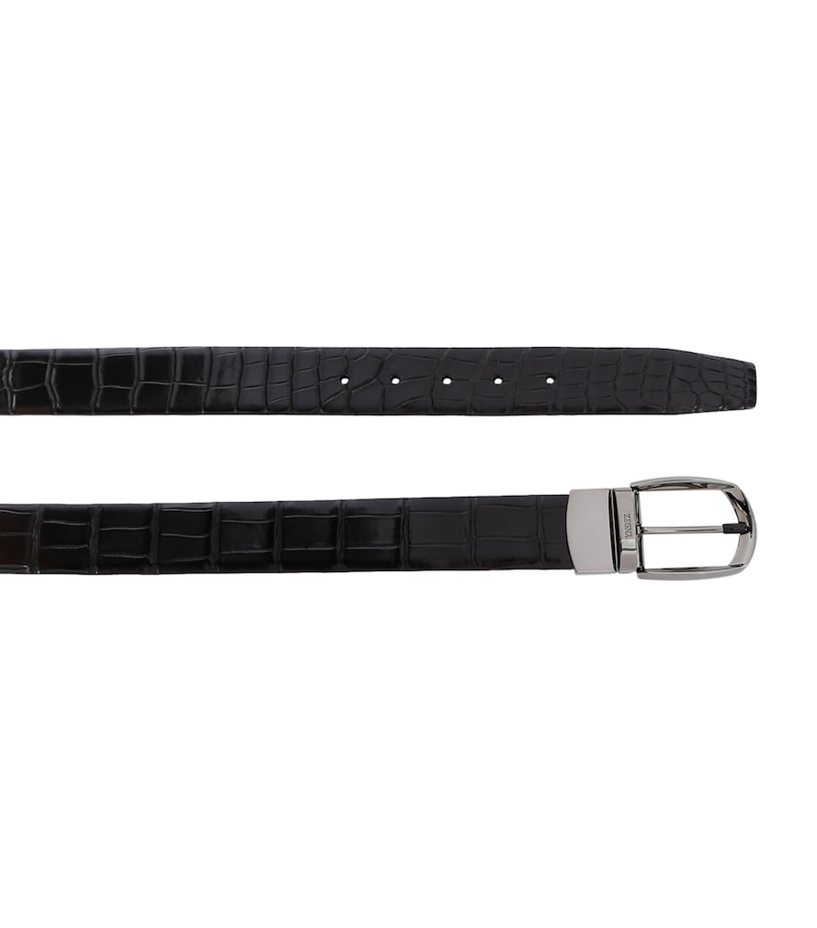 Zegna Crocodile Skin Parentesi Belt Black Image 2