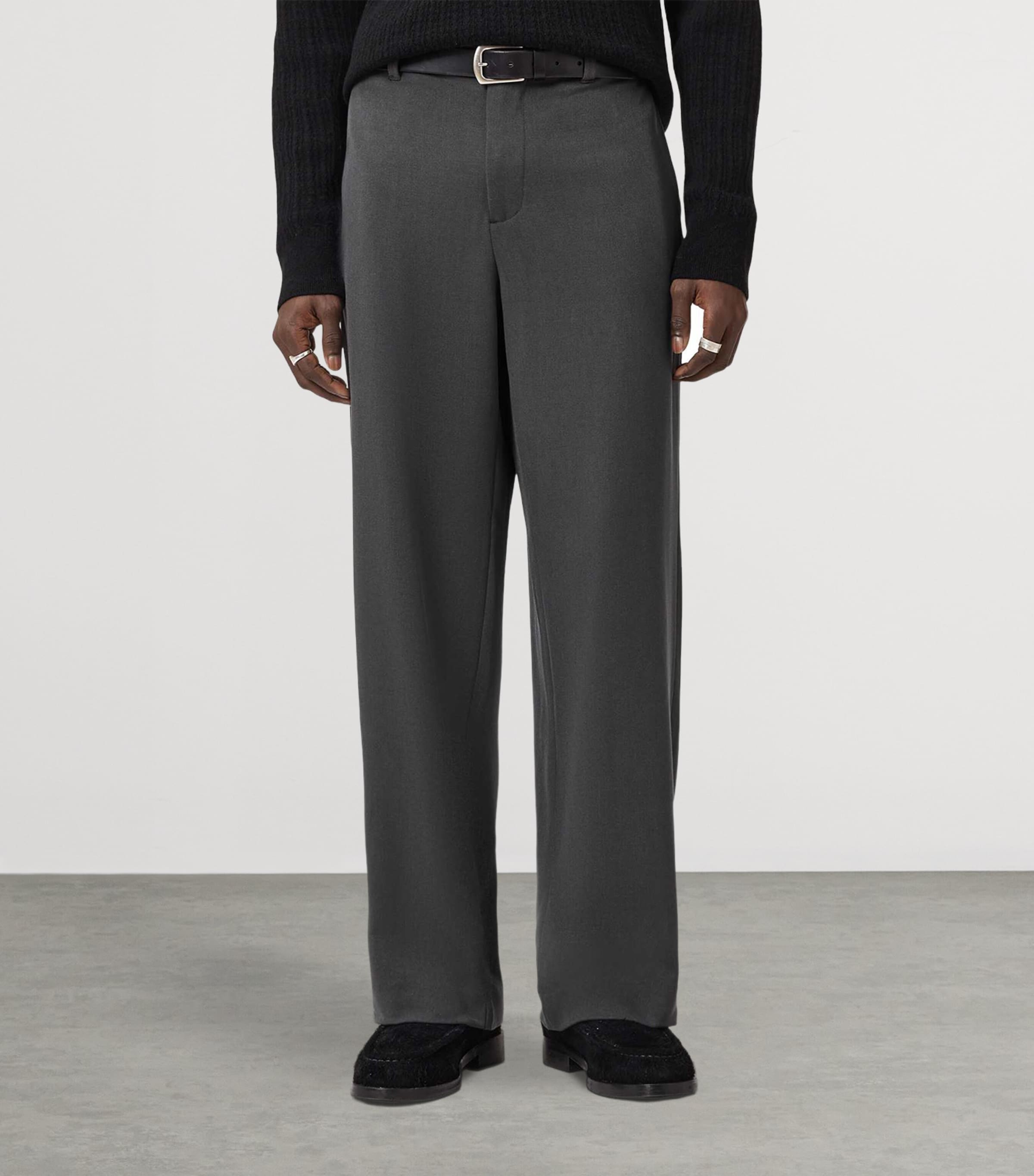 AllSaints Mens Wide-Leg Halla Trousers Charcoal Grey Image 5