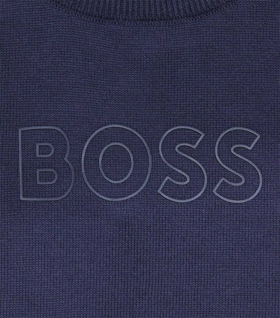 BOSS Kidswear Cotton Logo Sweater (3-36 Months) Navy Image 3