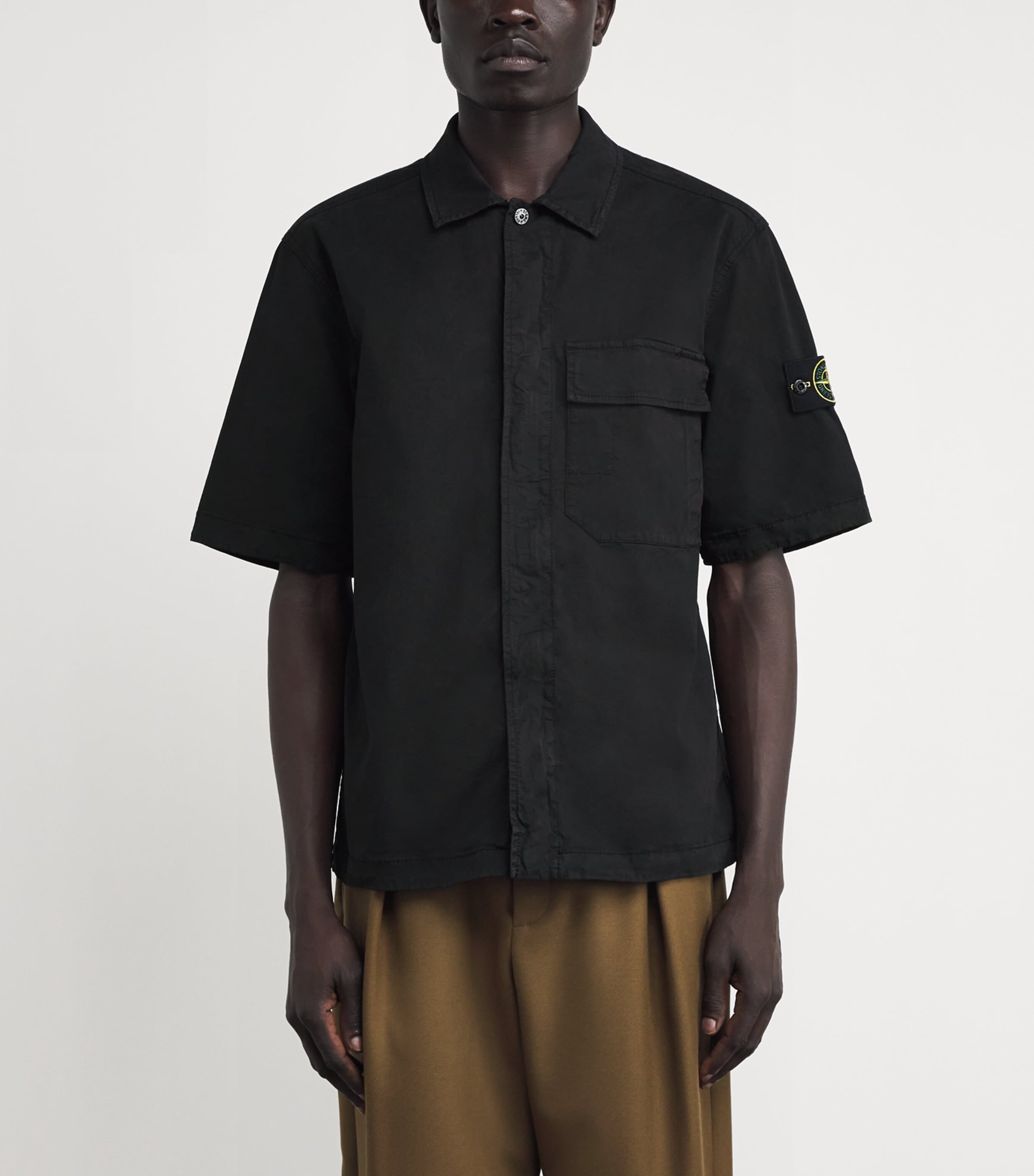 Stone Island Mens Organic Cotton-Blend Short-Sleeve Shirt Image 4