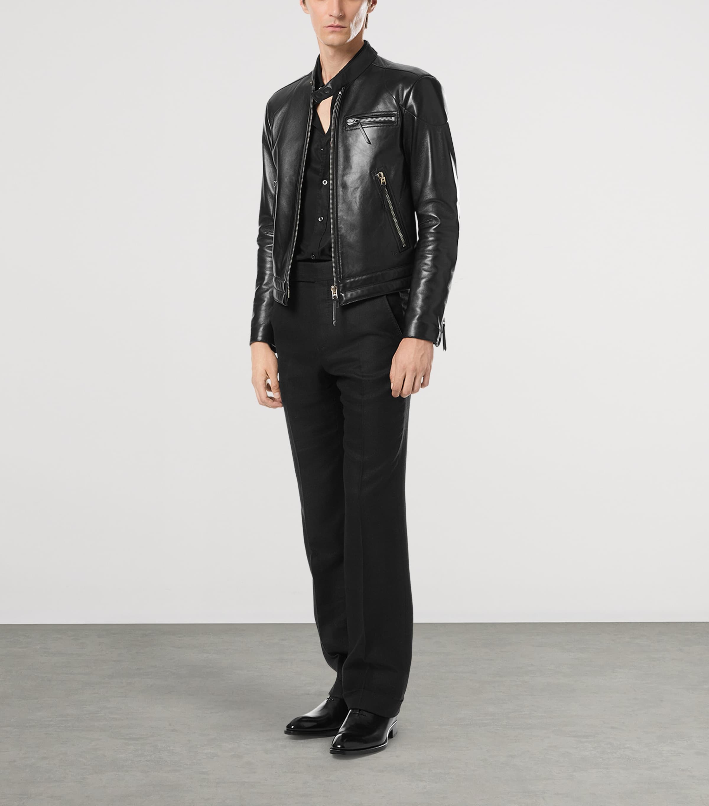 Leather Biker Jacket NAA Image 4