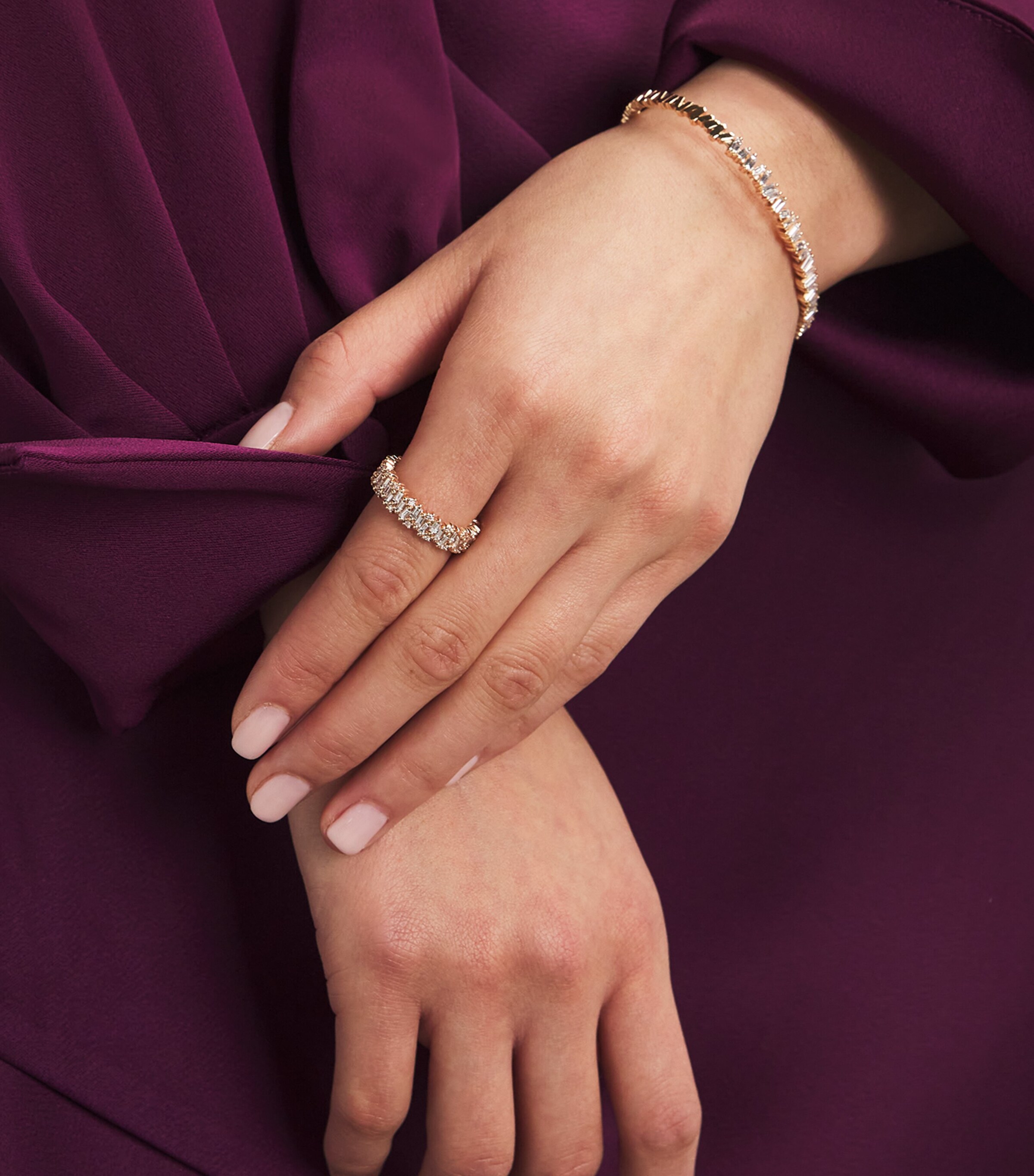 Rose Gold and Diamond Shimmer Eternity Ring 18K RG/WD Image 5