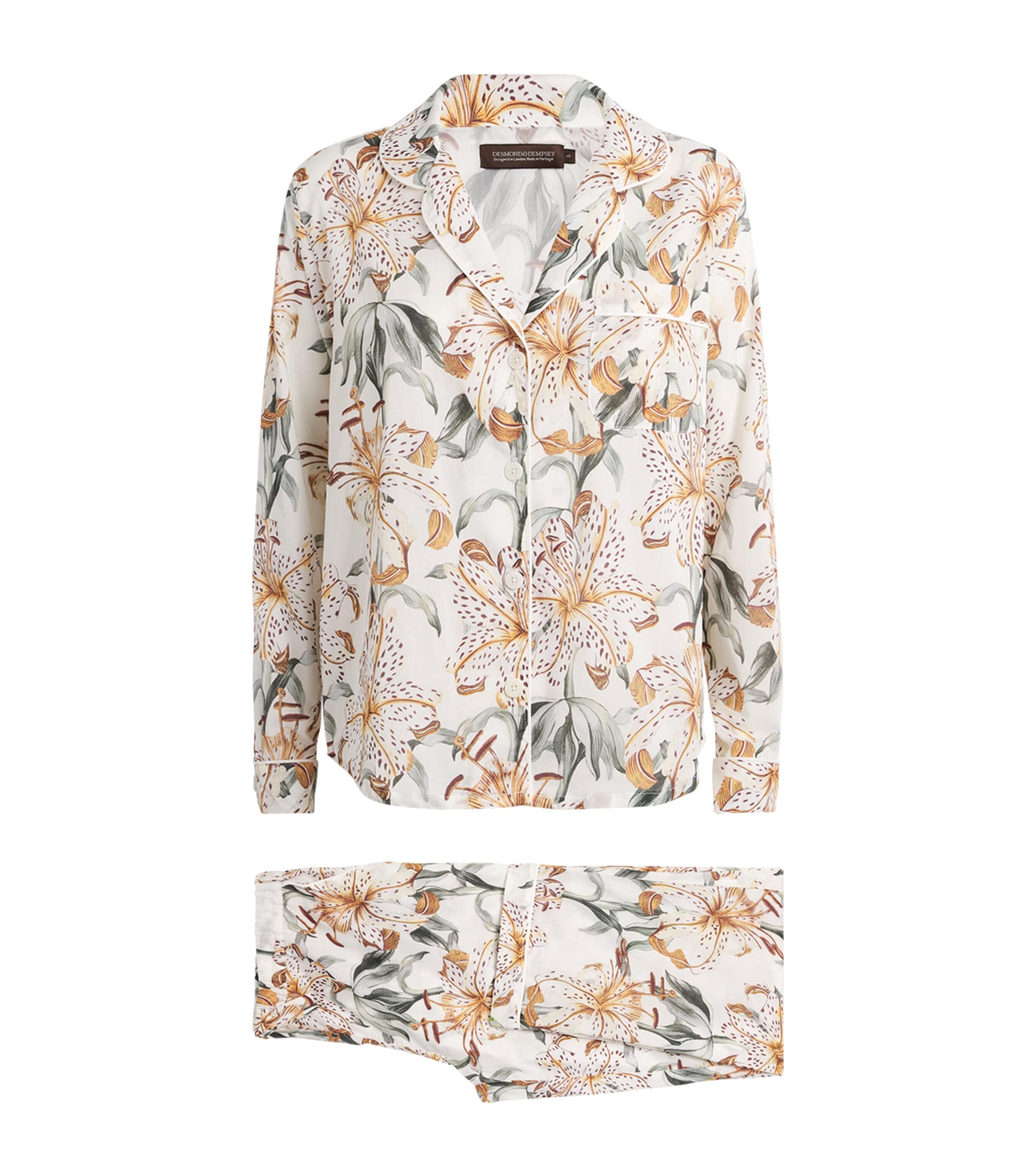 Shop Desmond & Dempsey Organic Cotton Printed Long Pyjamas