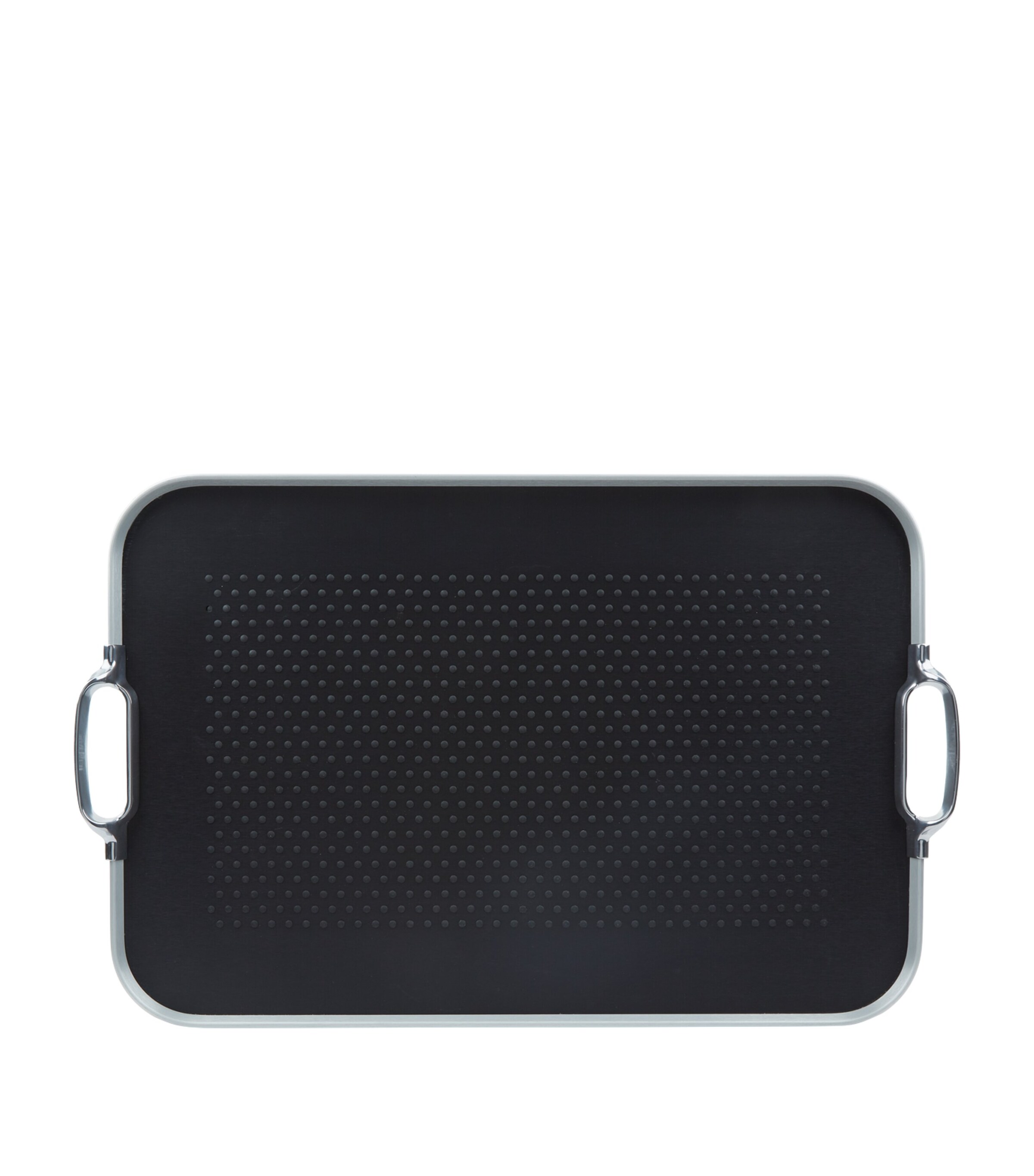 Rubber Grip Cut Out Handle Tray SILVER WITH BLACK Image 2