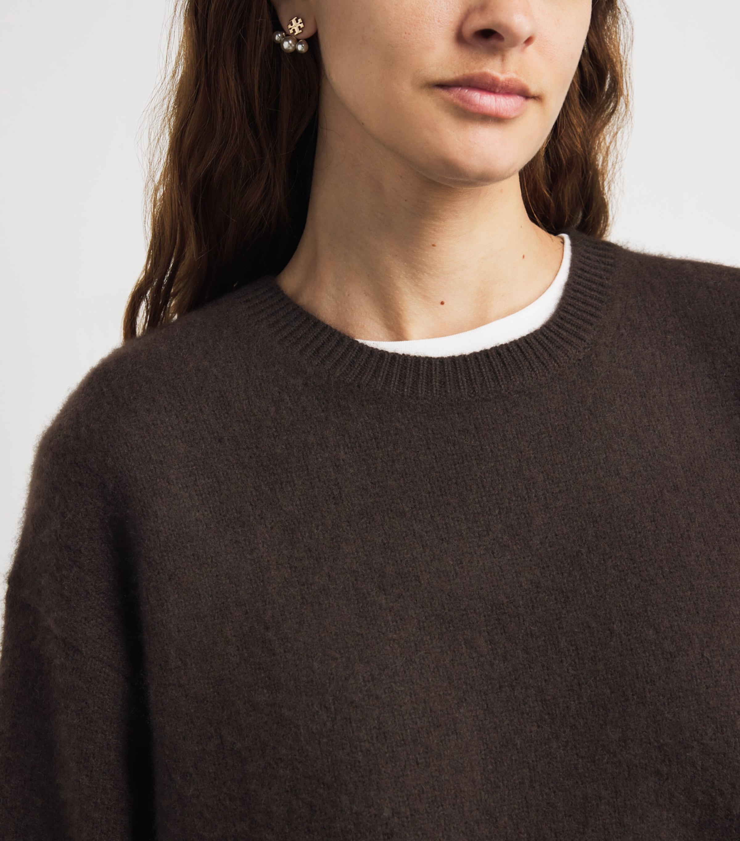 The Cashmere Brushed Sweater COFFEE Image 6
