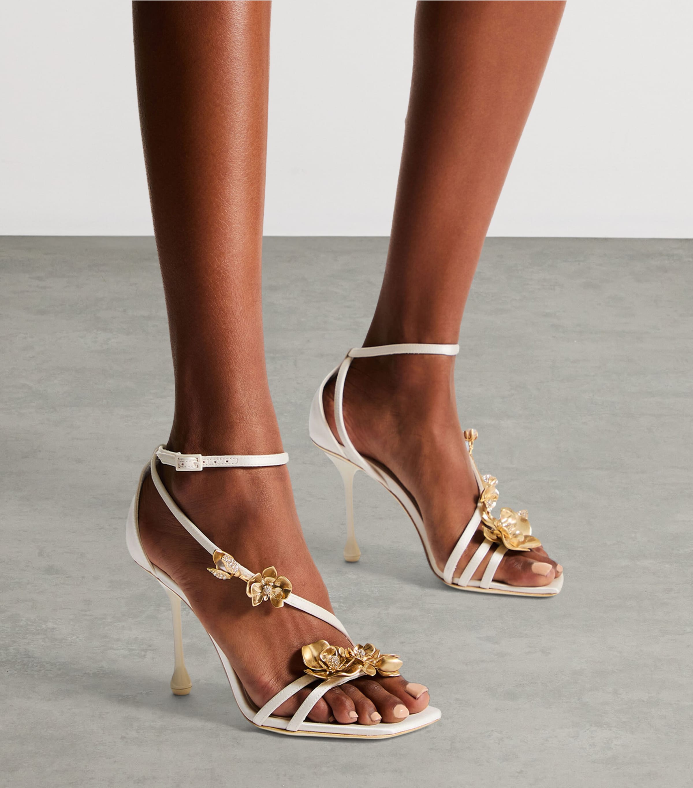 Jimmy Choo Zea Heeled Sandals 95 Ivory/metal Mix Image 2