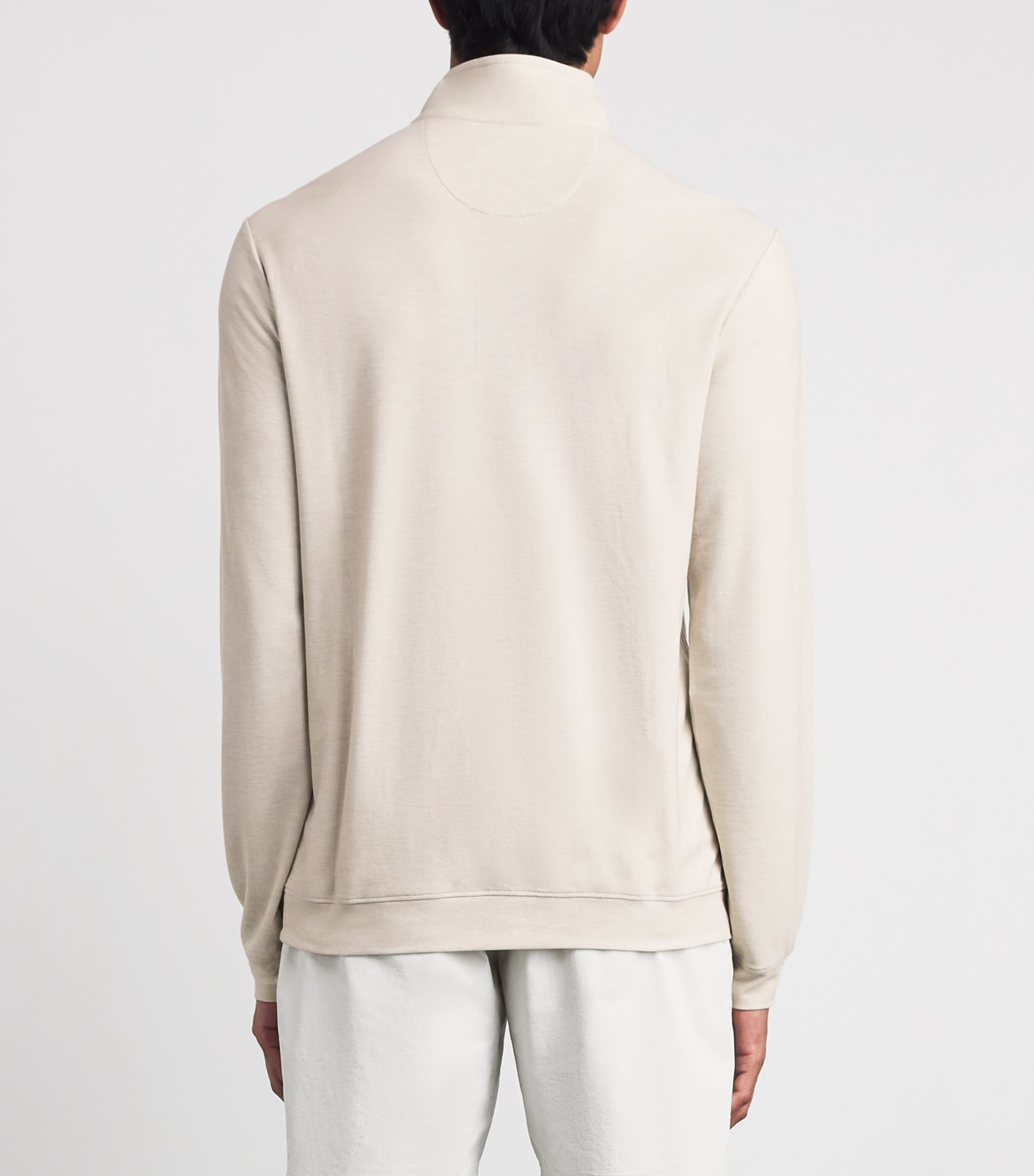 RLX Ralph Lauren Mens Cotton-Blend Quarter-Zip Sweater New Sand Heather Image 5
