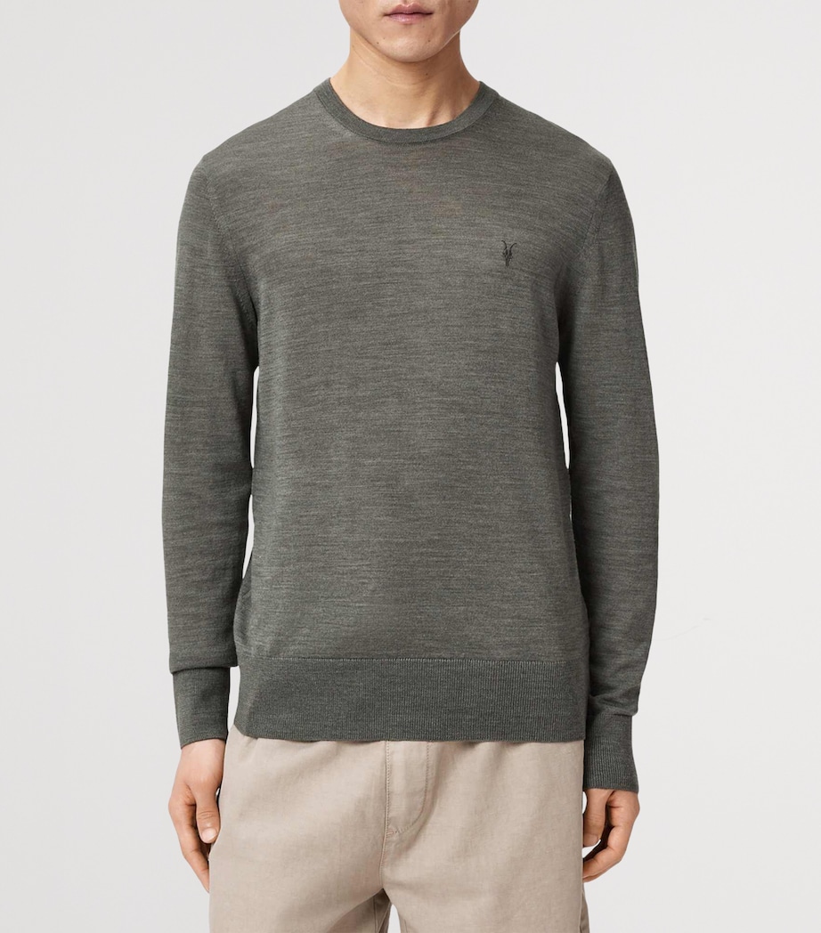 AllSaints Mens Merino Wool Slim Mode Sweater Maple Green Image 3