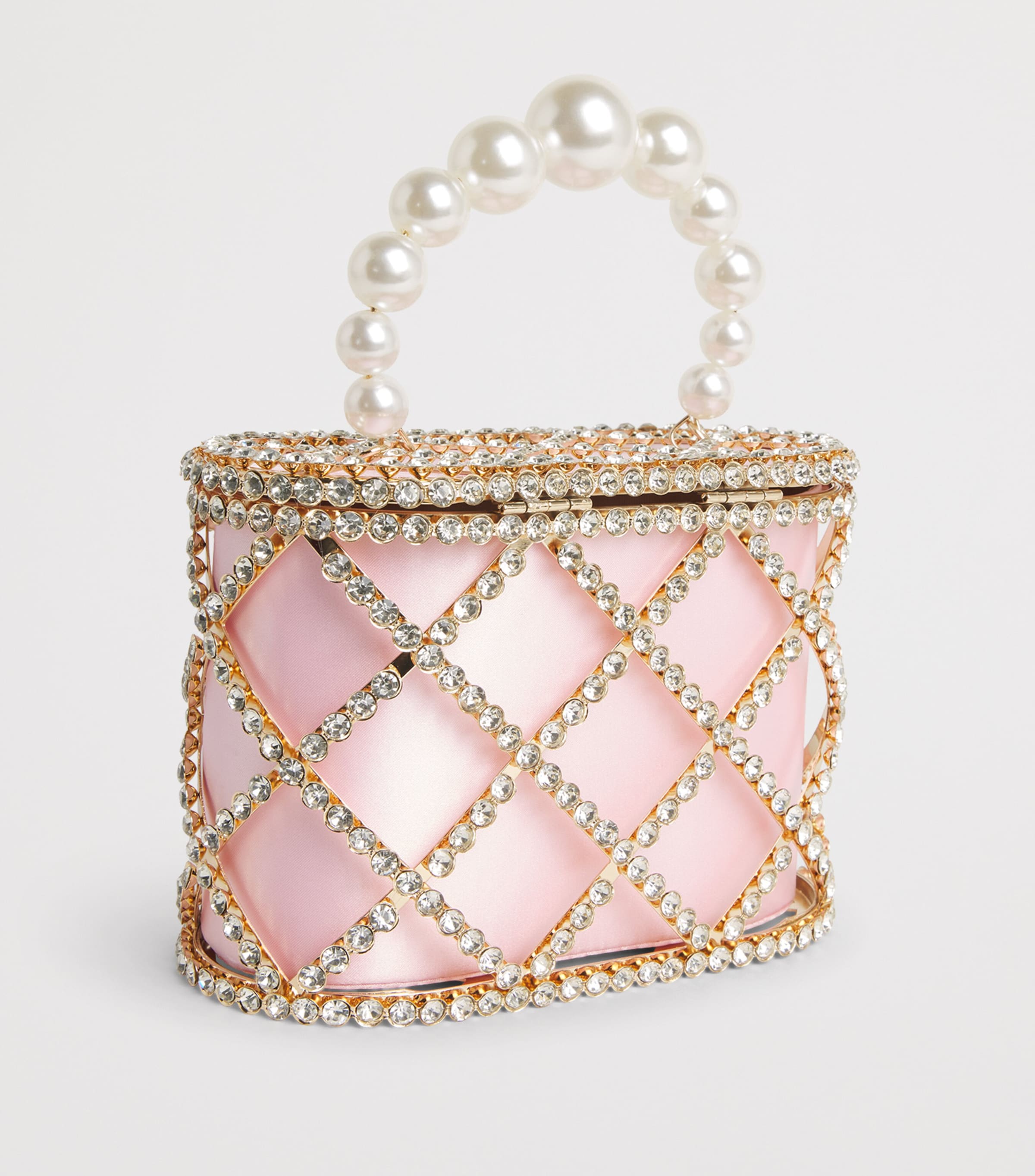 David Charles Rhinestone-Embellished Mesh Top-Handle Bag X Pink Image 2