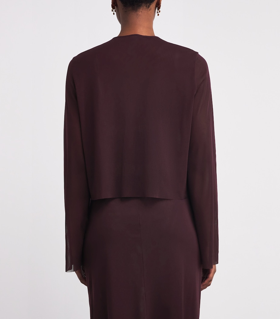 Shan Womens Mesh Tie Cardigan Bordeaux/burgndy Image 4