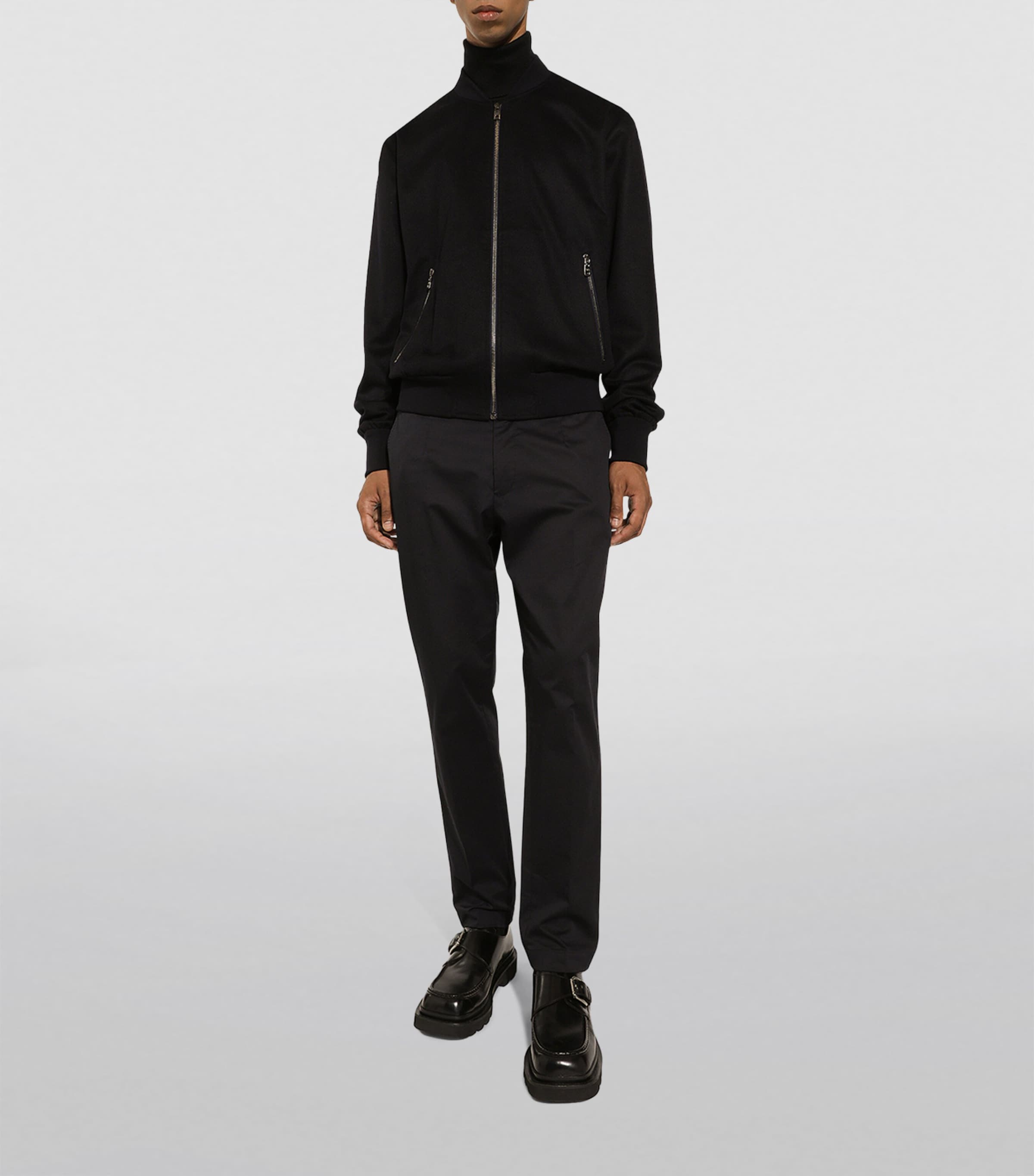 Cashmere Bomber Jacket B3681-VERY DARK BLUE Image 4