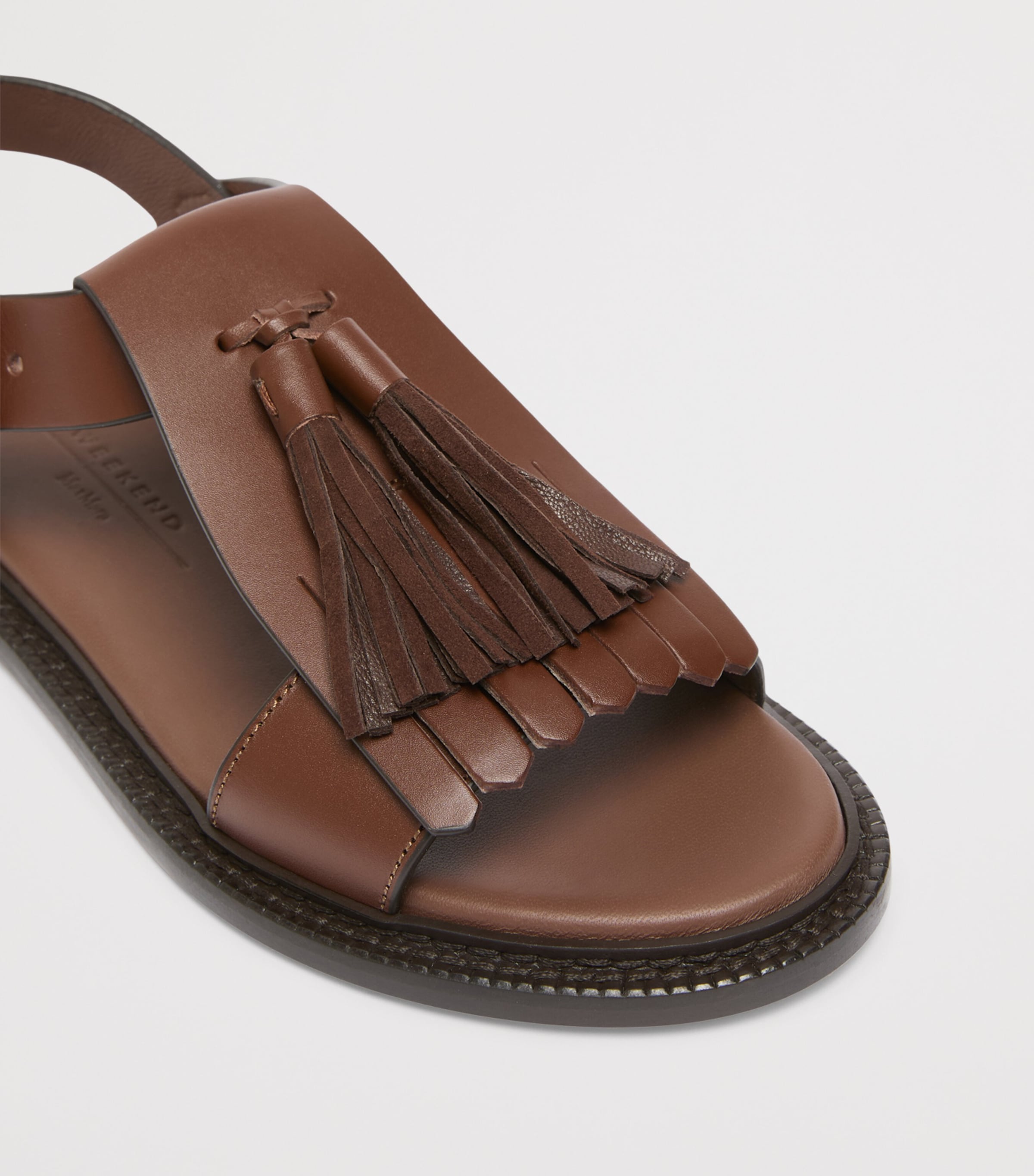 Leather Tassel Sandals BROWN Image 5