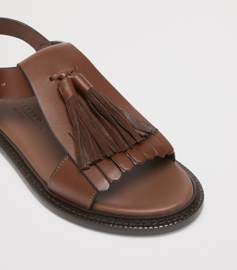Leather Tassel Sandals BROWN Image 5