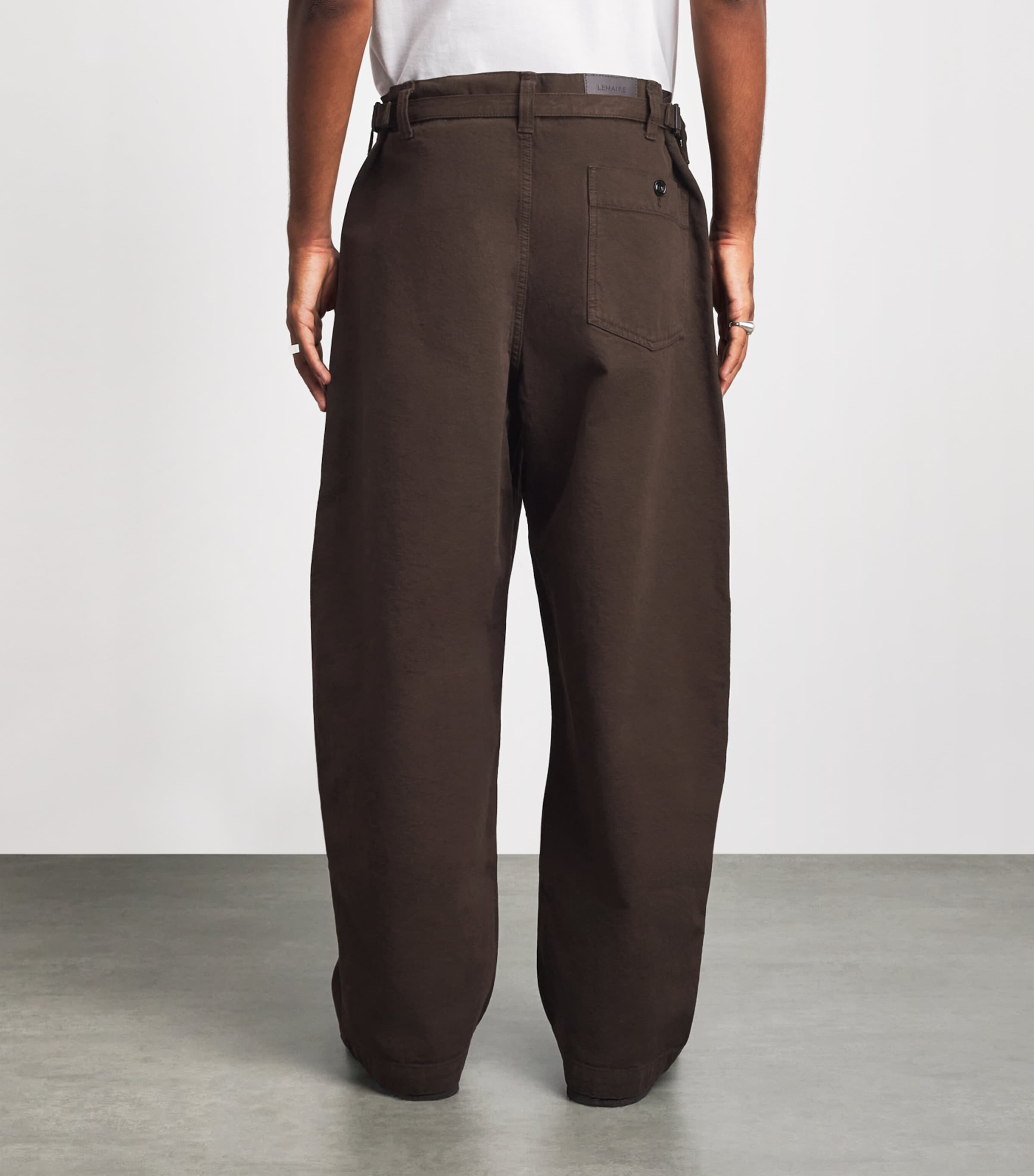 Lemaire Mens Cotton Workwear Wide-Leg Trousers Ristretto Image 5
