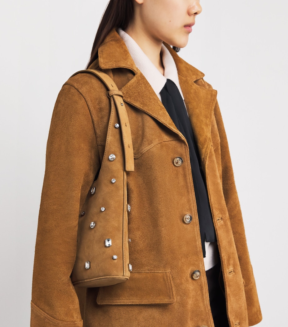 Suede Embellished Loop Shoulder Bag Y0090 ACORN Image 2