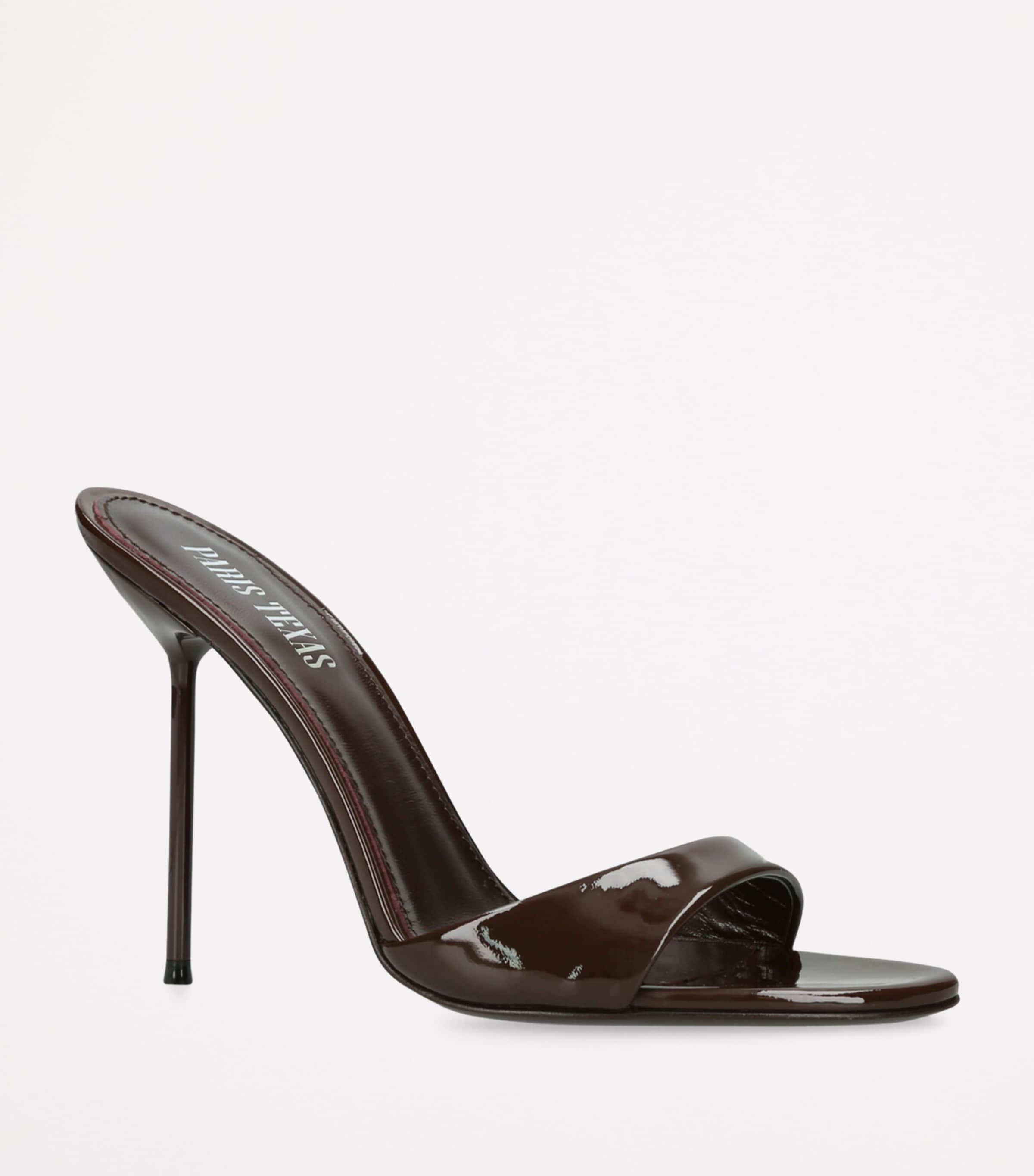 Patent Leather Lidia Mules 105 DARK BROWN Image 3