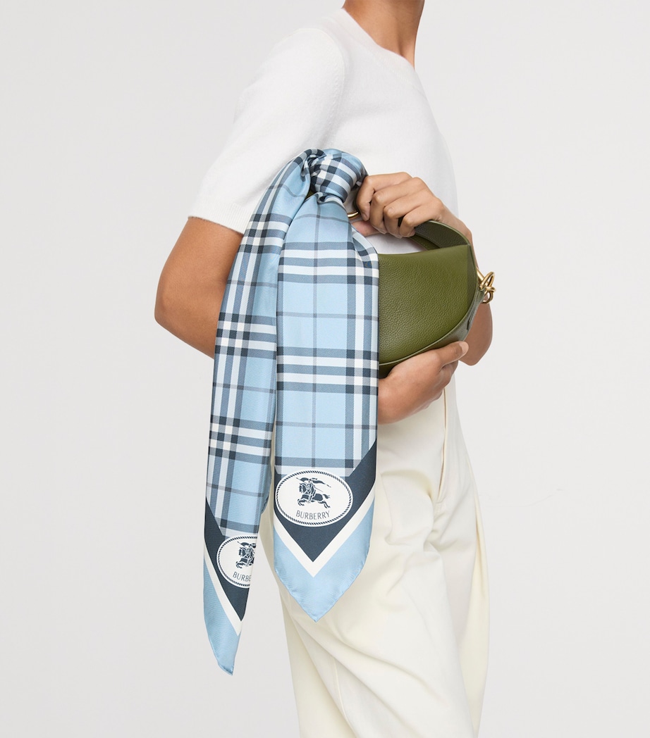 Silk Check Scarf BANK BLUE Image 3