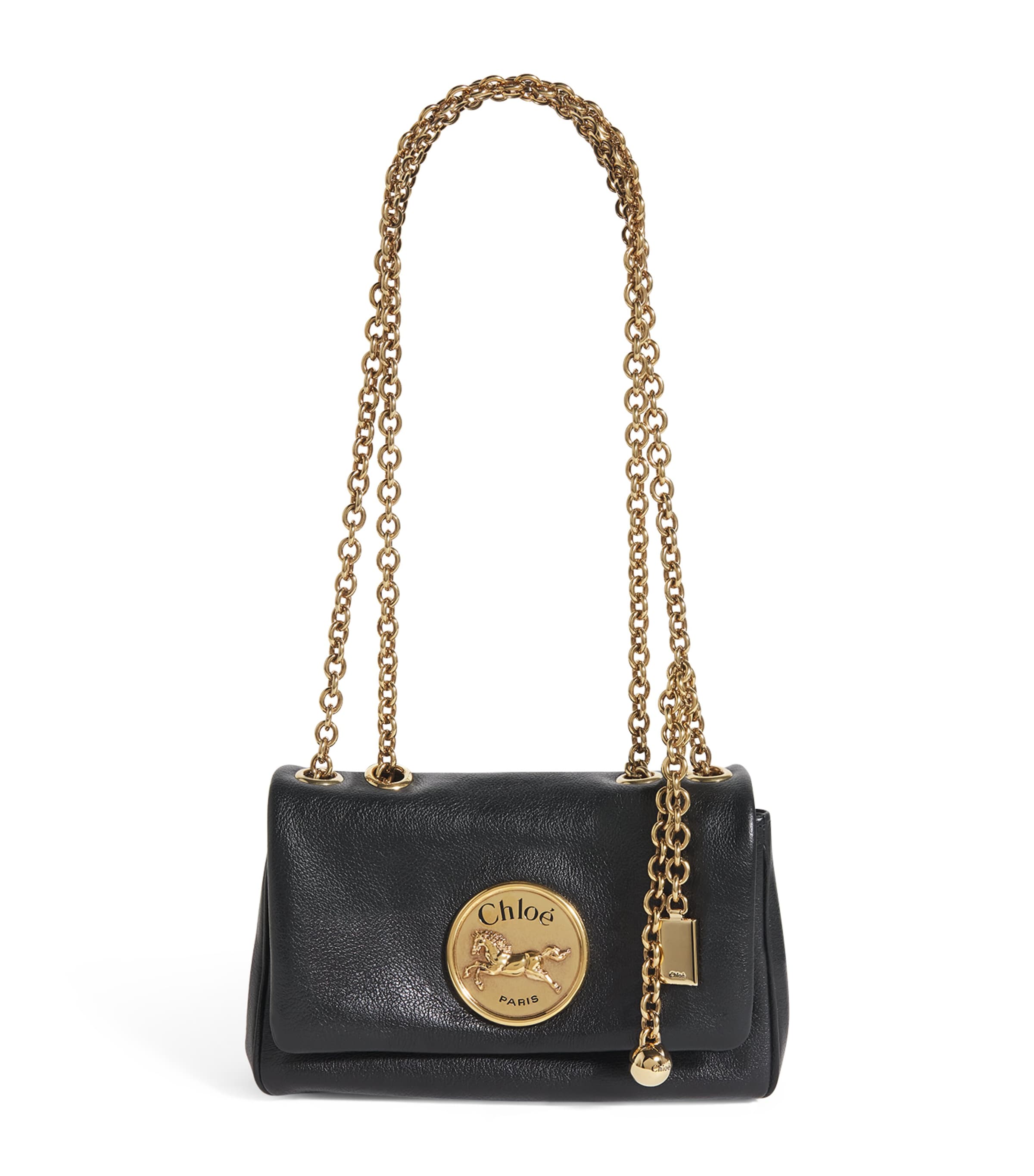 Chloé Small Heritage Grained Leather Shoulder Bag In Black