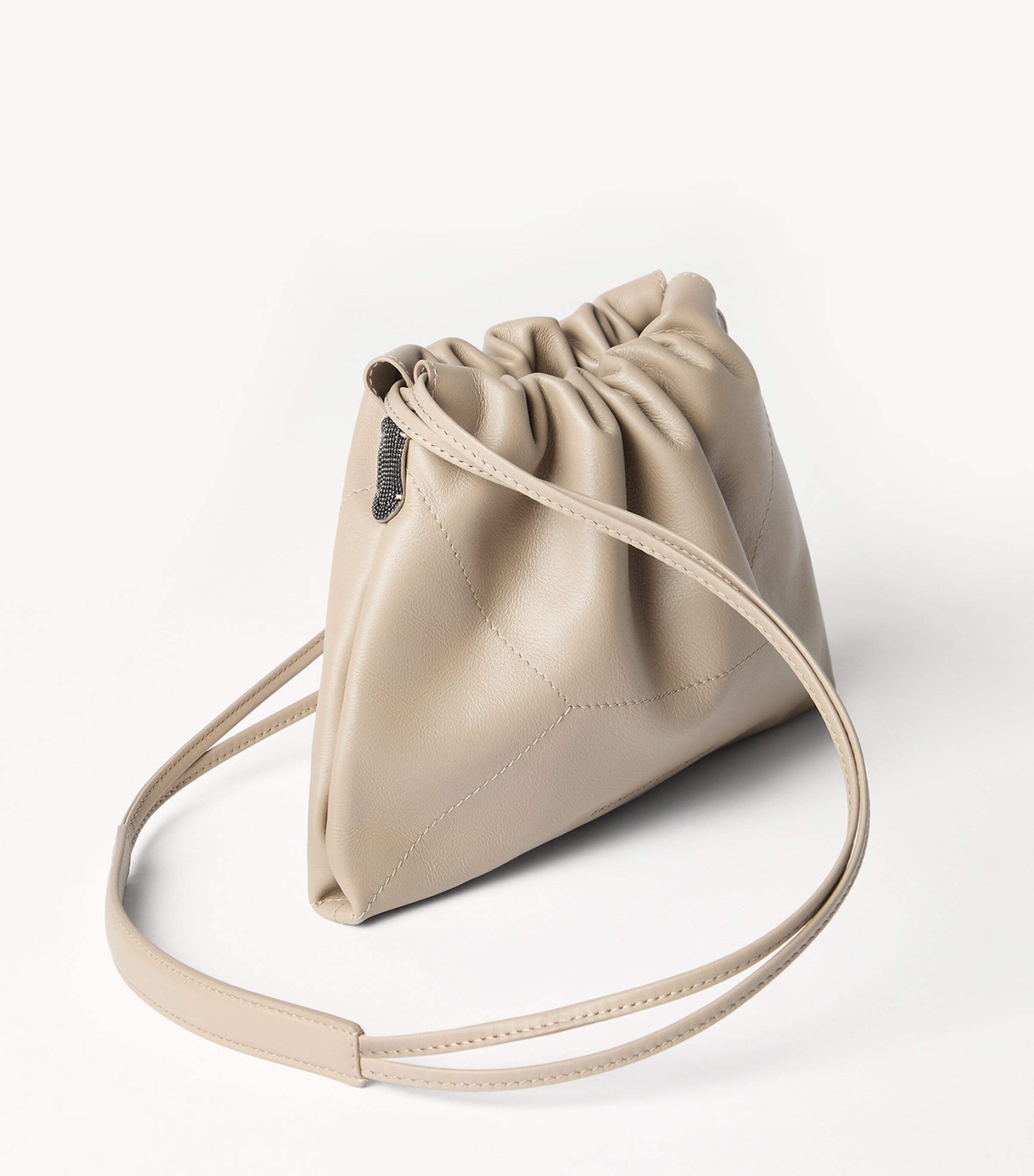 Leather Drawstring Cross-Body Bag C8922 Image 3