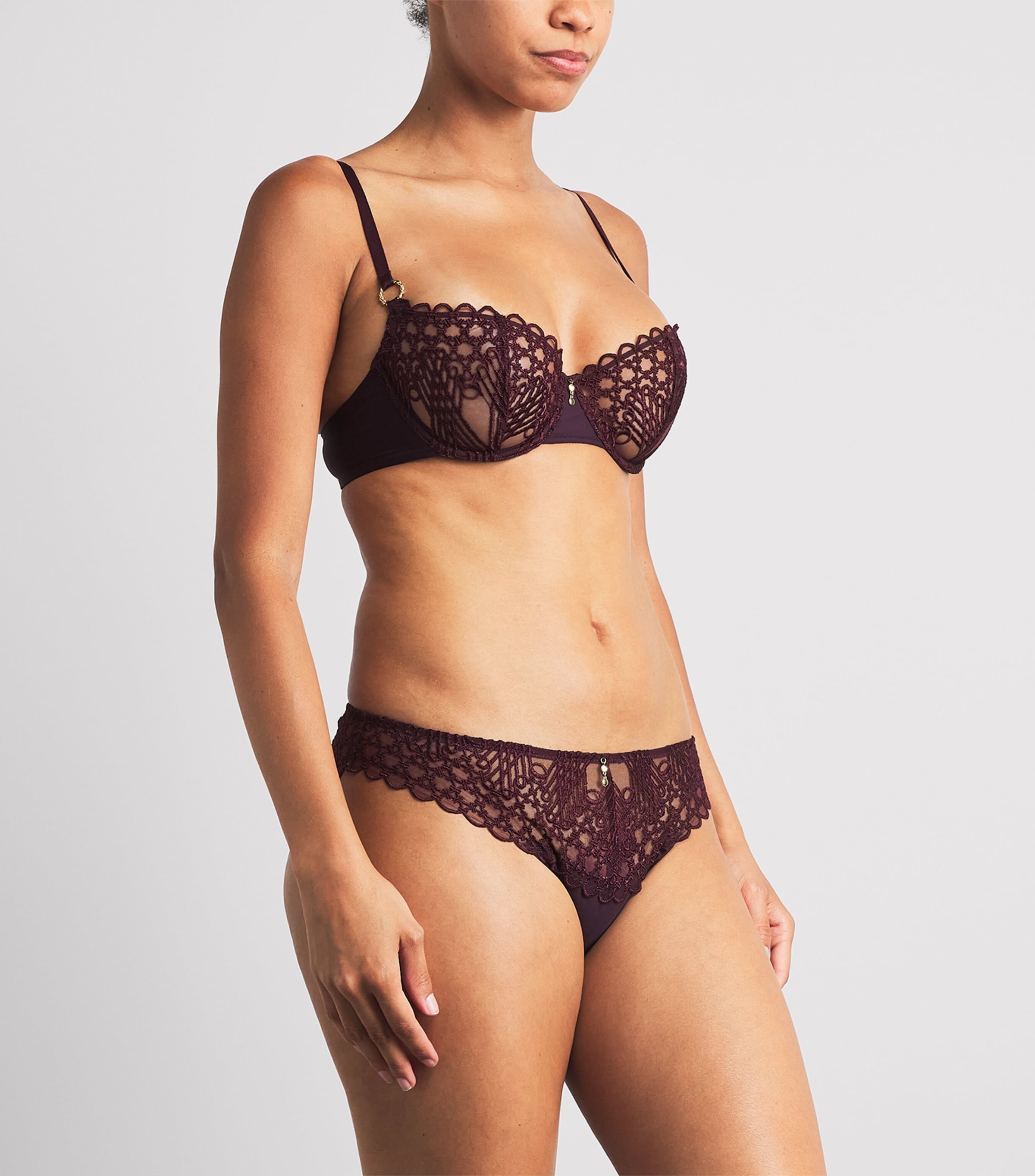 Aubade Womens Eloge du Désir Underwired Half-Cup Bra Deep Berry Image 2
