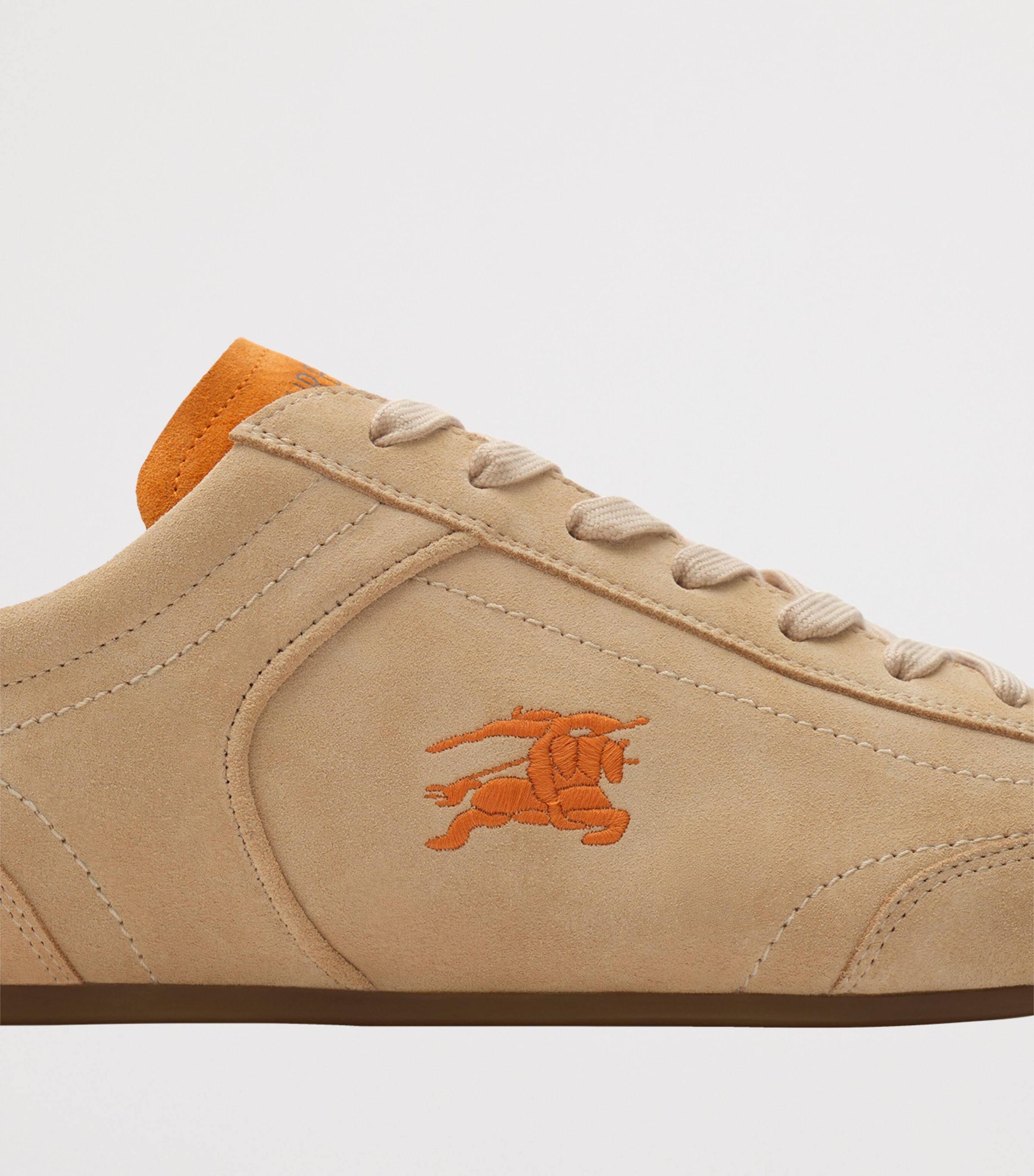 Burberry Mens Suede Knight Runner Sneakers Flaxpumpkin Orange Image 6