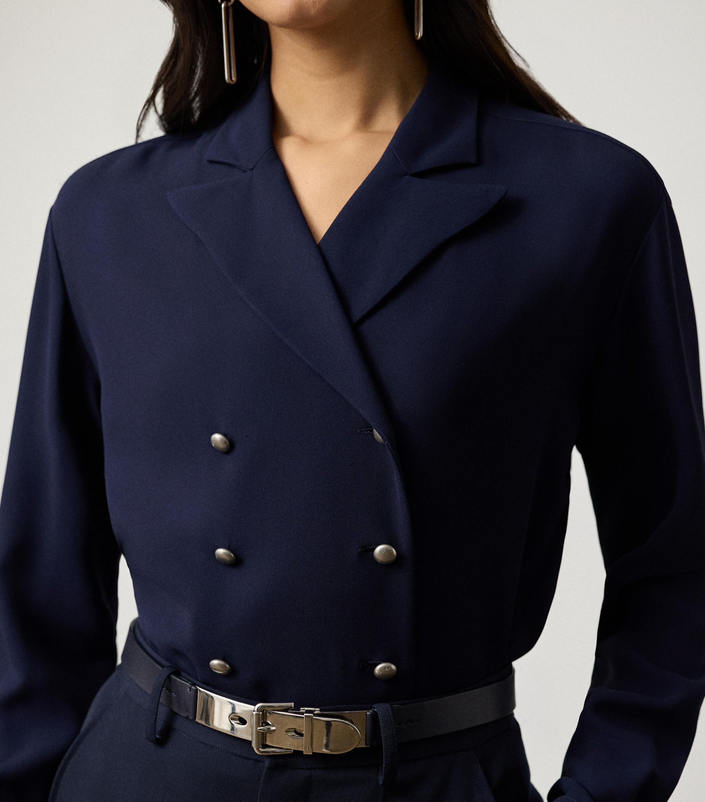 Silk Cady Terrel Shirt NAVY-410 Image 5