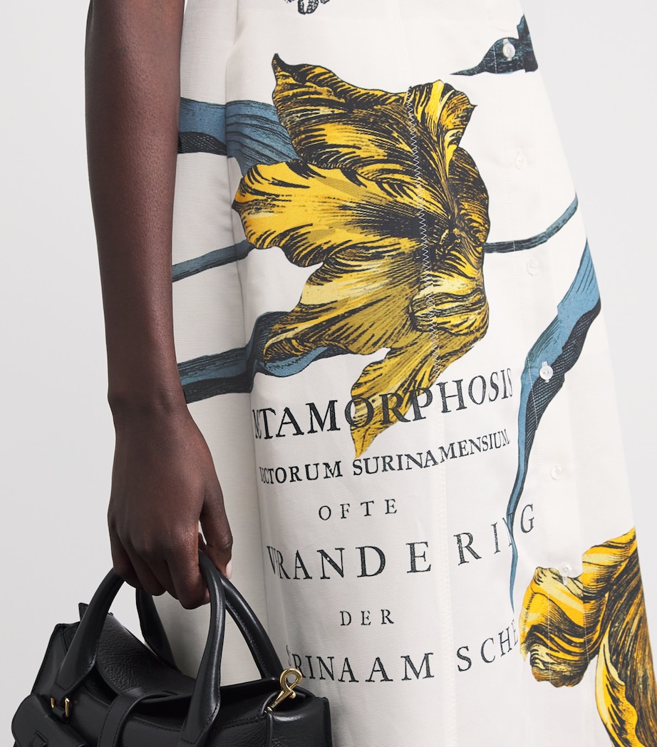 Erdem Womens Cotton-Blend Printed Midi Shirt Dress Etched Tulip Bronze Image 5