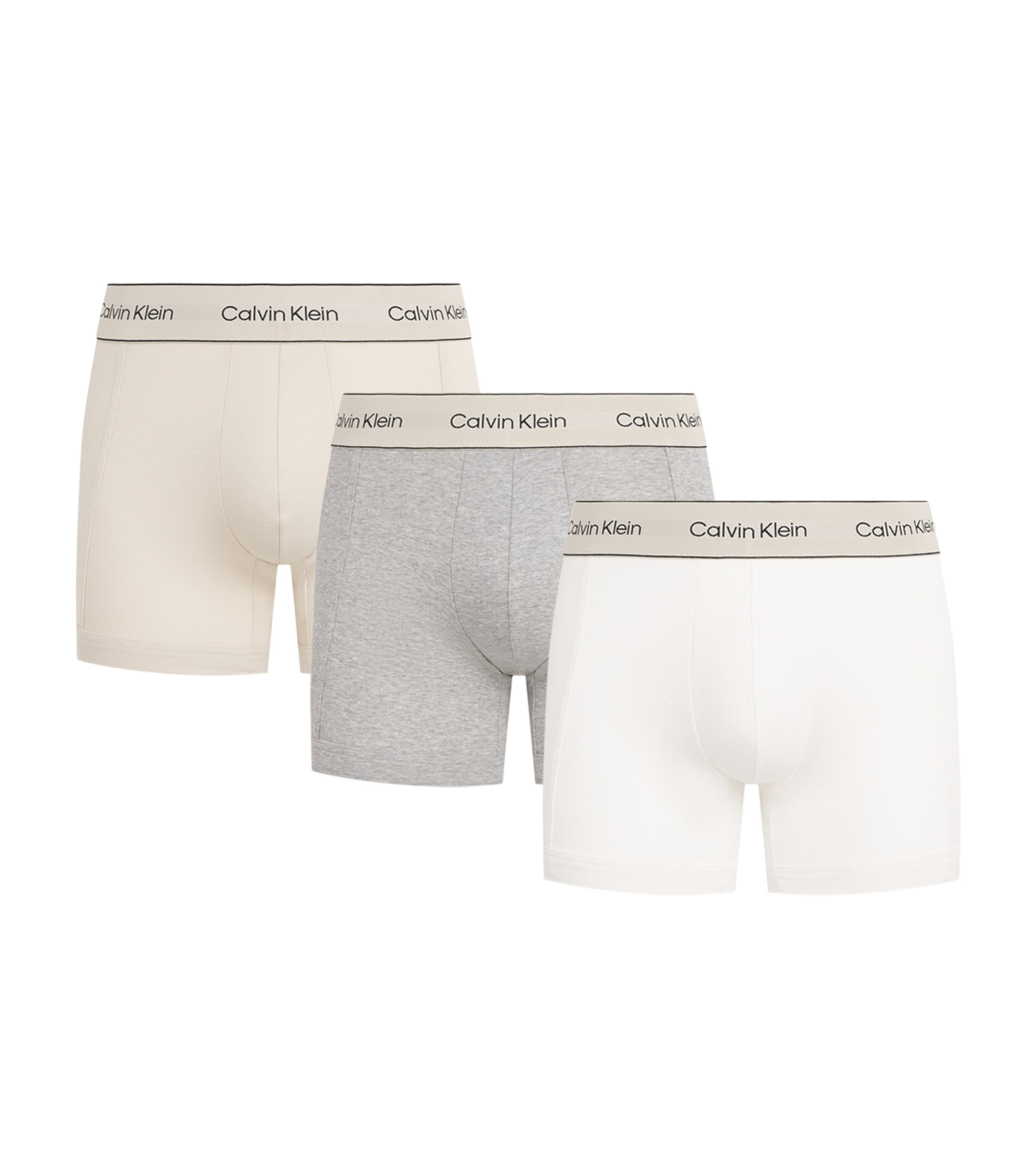 Calvin Klein Mens Stretch-Cotton Heritage Boxer Briefs (Pack of 3) Gray/grey/white Image 1