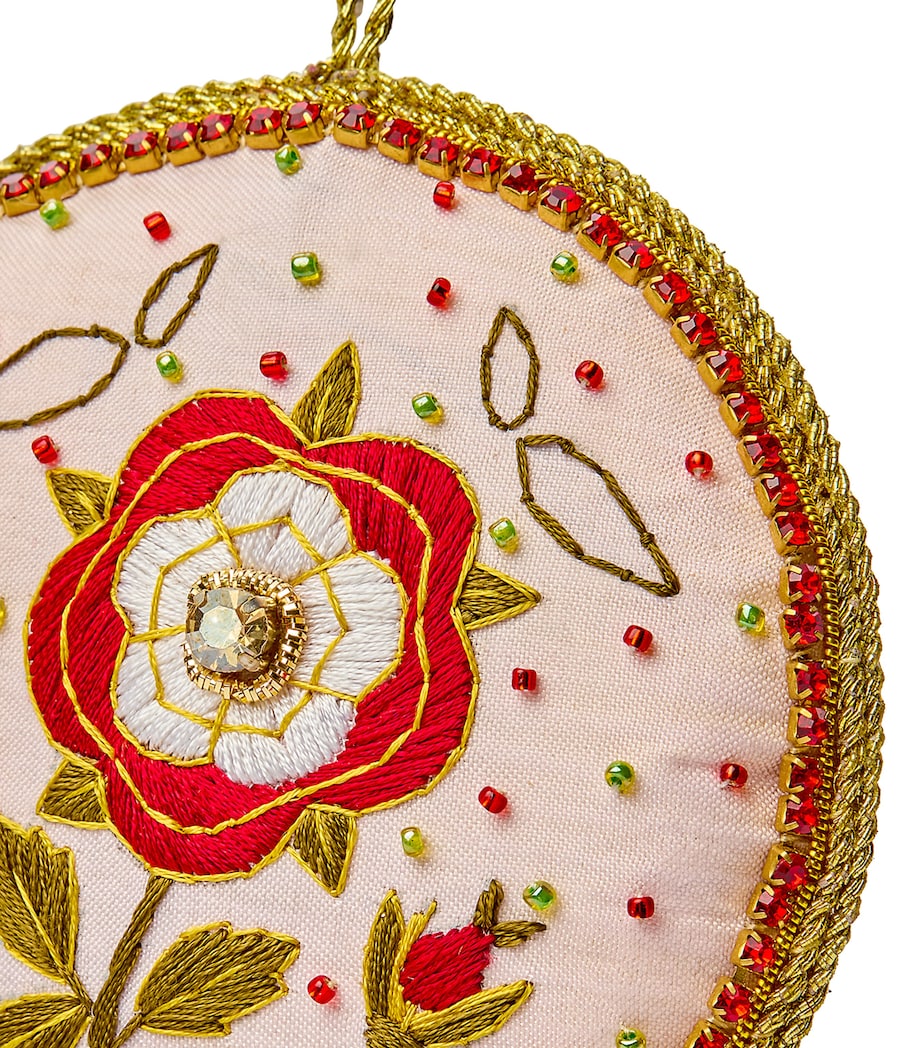 Felt Tudor Rose Tree Ornament PALE PINK/RED Image 2