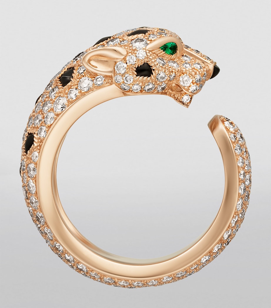 Rose Gold, Diamond, Emerald and Onyx Panthère de Cartier Ring ROSE GOLD Image 4