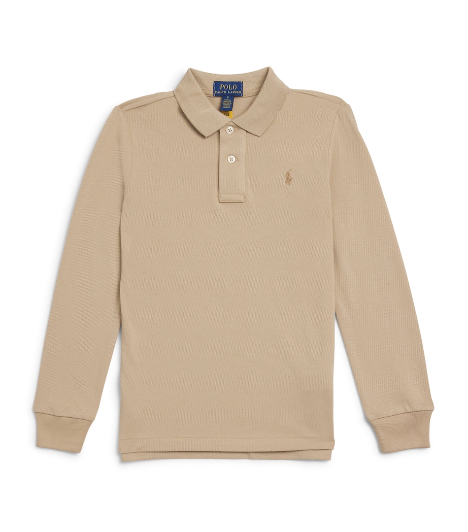 Cotton Long-Sleeve Polo Shirt (6-14 Years) KHAKI Image 1