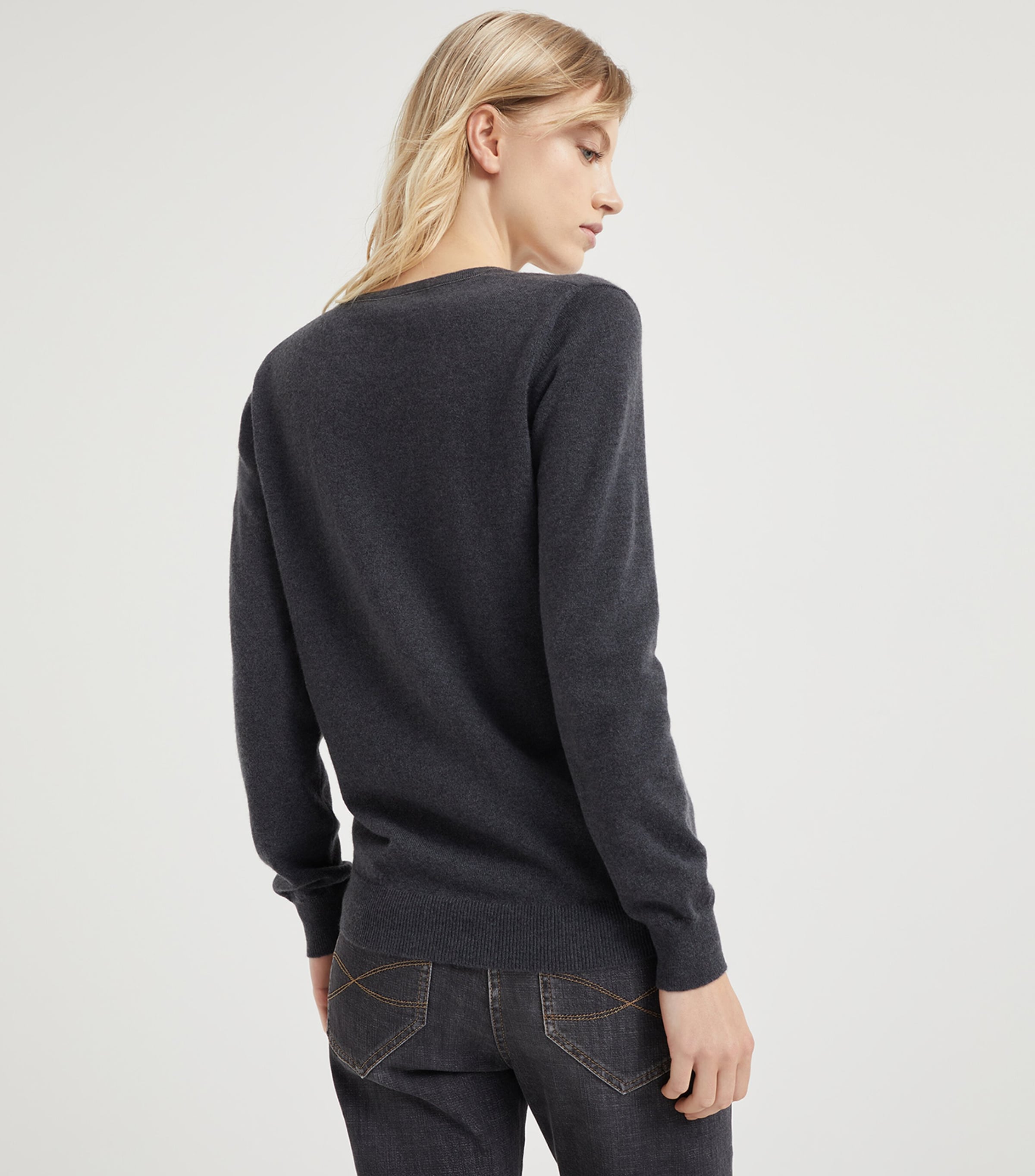 Brunello Cucinelli Womens Cashmere Monili-Trim Sweater Image 3