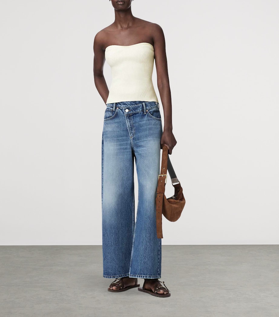 AllSaints Womens Knitted Bandeau Cruz Top Chalk White Image 6